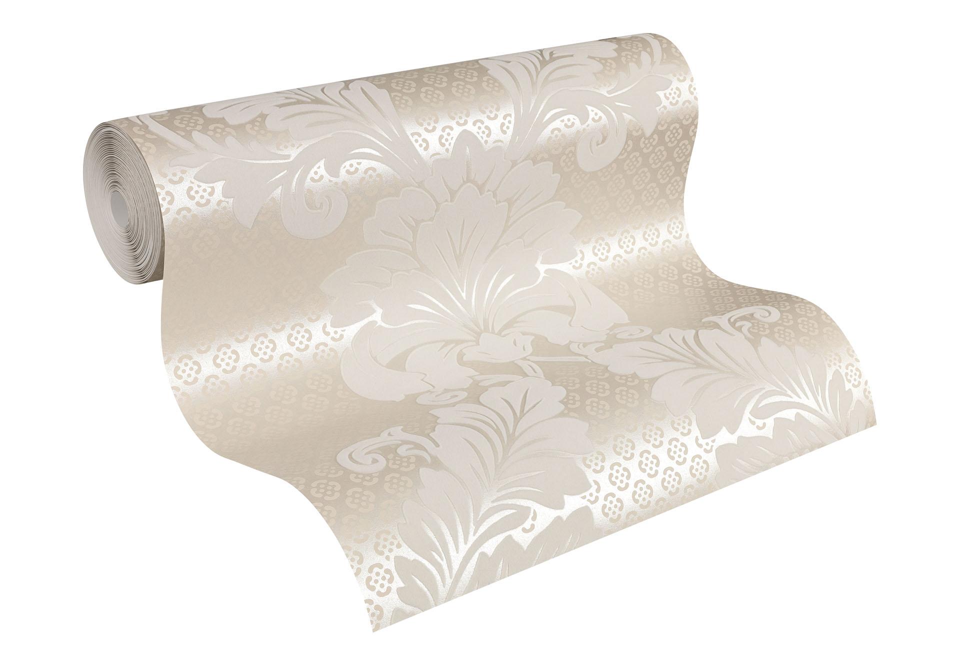 A.S. Creation barok tapet i creme og bronze non-woven tapet med ægte flocking