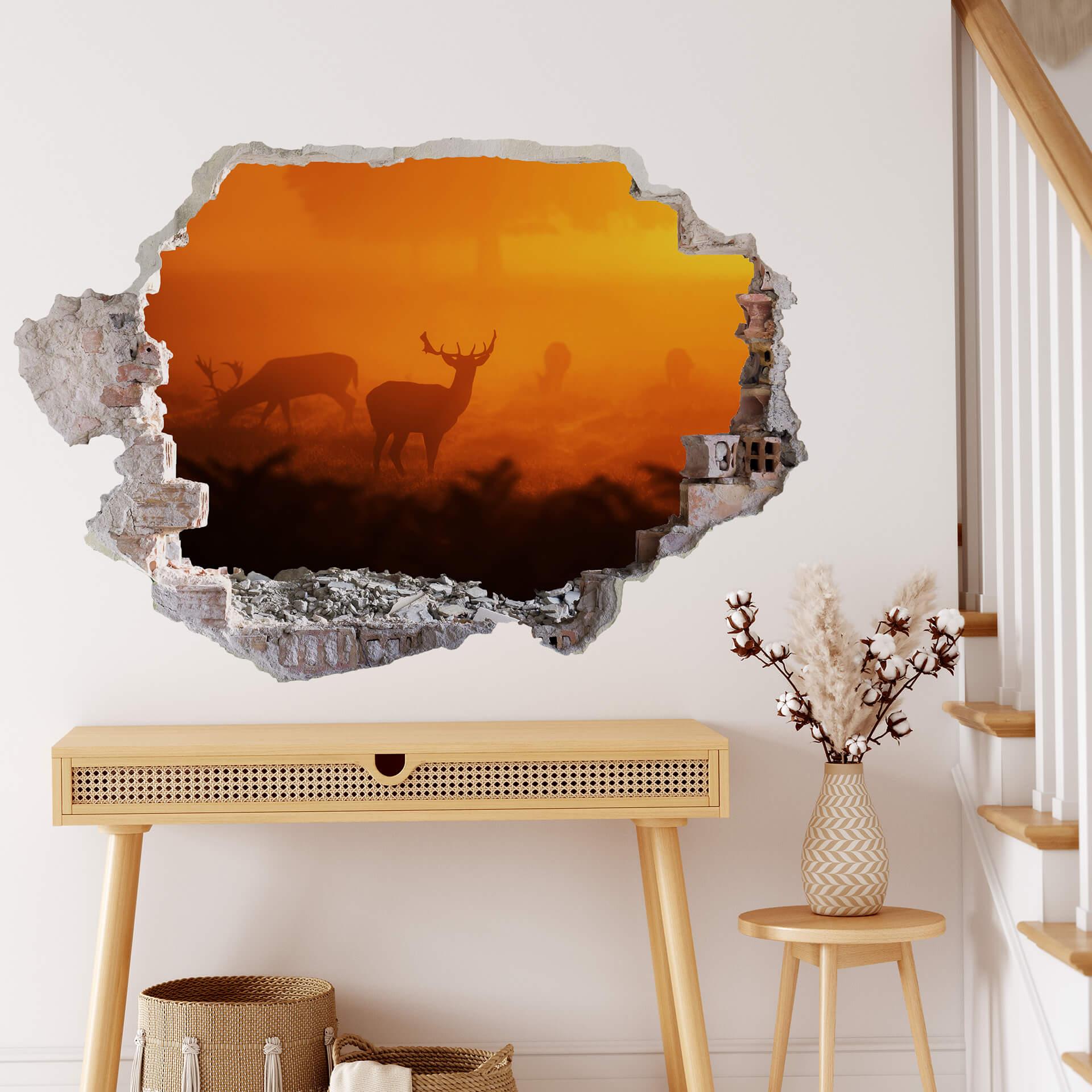 3D Wallsticker hjort i solnedgang