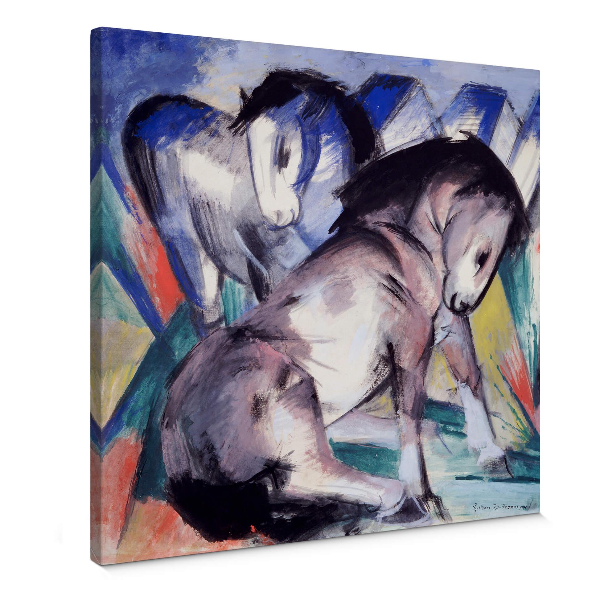 Lienzo Marc - Dos caballos - cuadrado