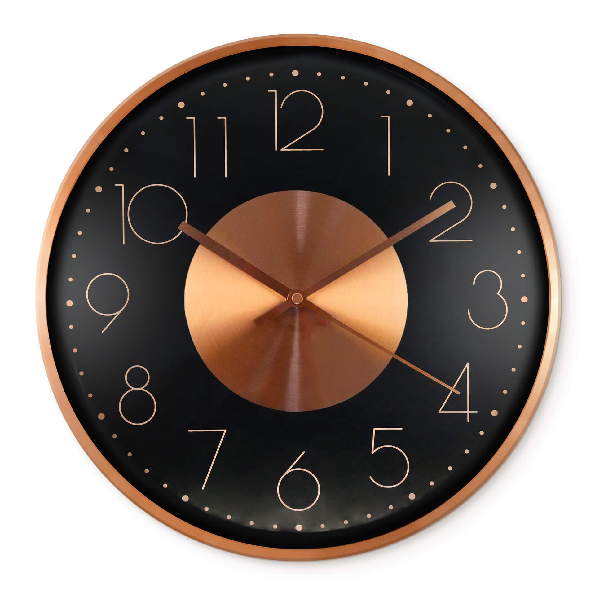 Moderne Aluminium Wanduhr Kupferoptik - Rund Ø30 c