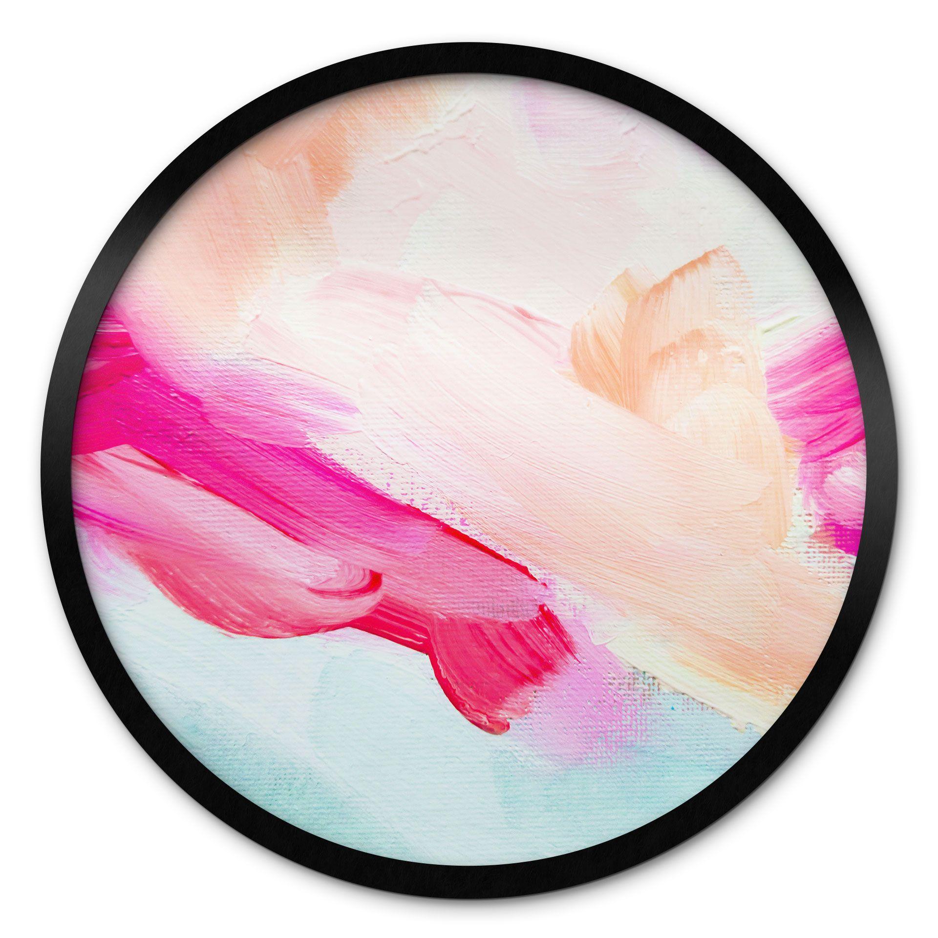 Póster Pinceladas Rosa y Turquesa - Redondo - Haniff
