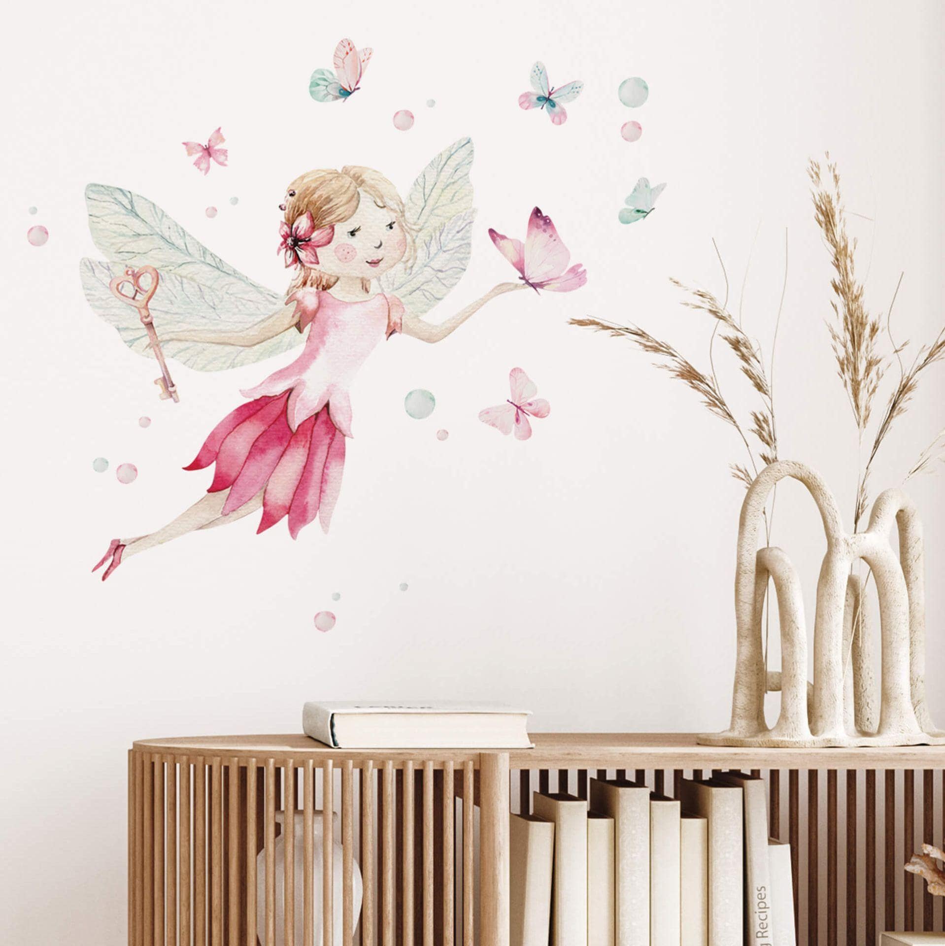 Sticker mural Kvilis - Fée et papillons