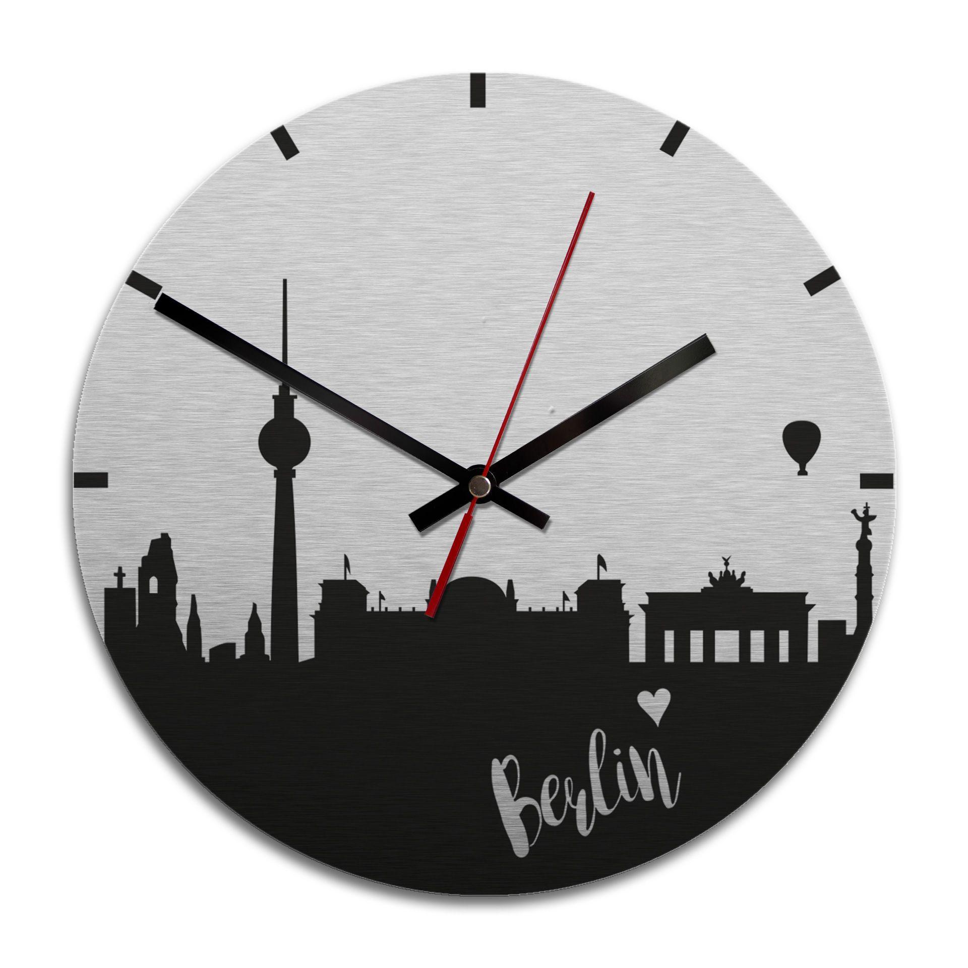 Horloge murale en Alu-Dibond - Argenté - Skyline Berlin