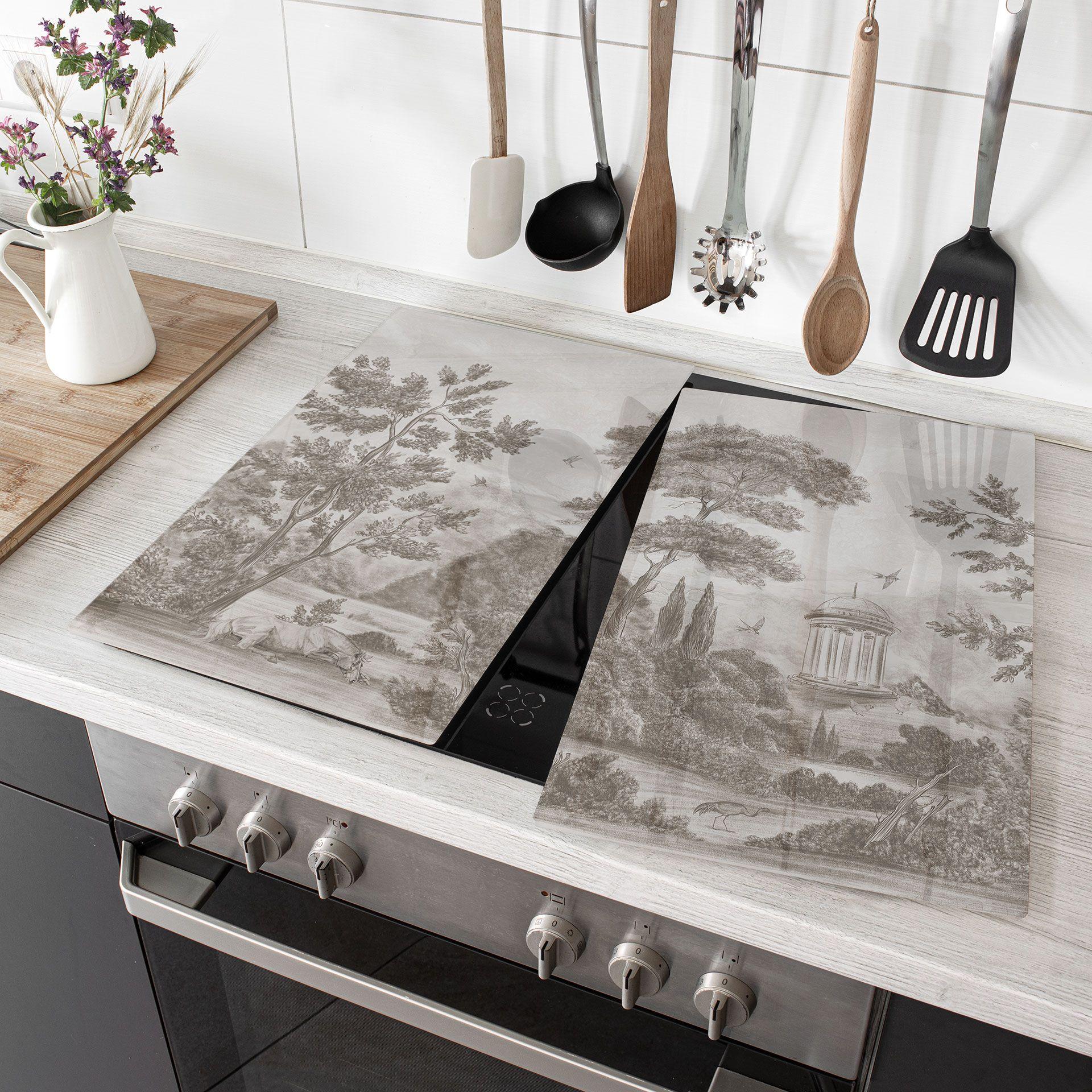 Kookplaat afdekplaat landschap met tuinlandschap in beige - Ms Tiff