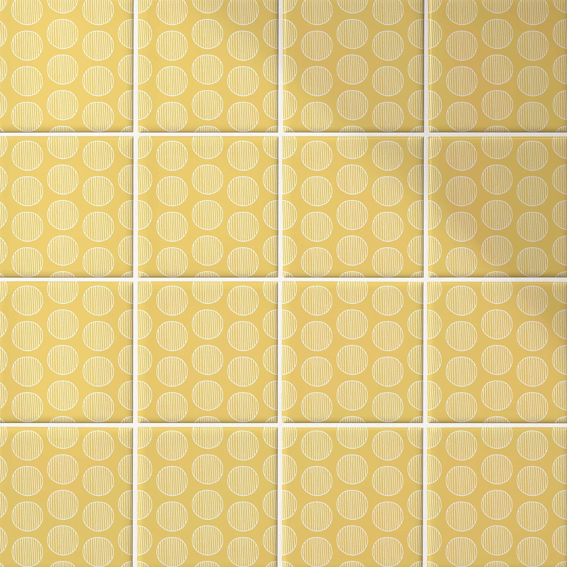 Azulejos Adhesivos Boho - círculos sol amarillo - lote de 12