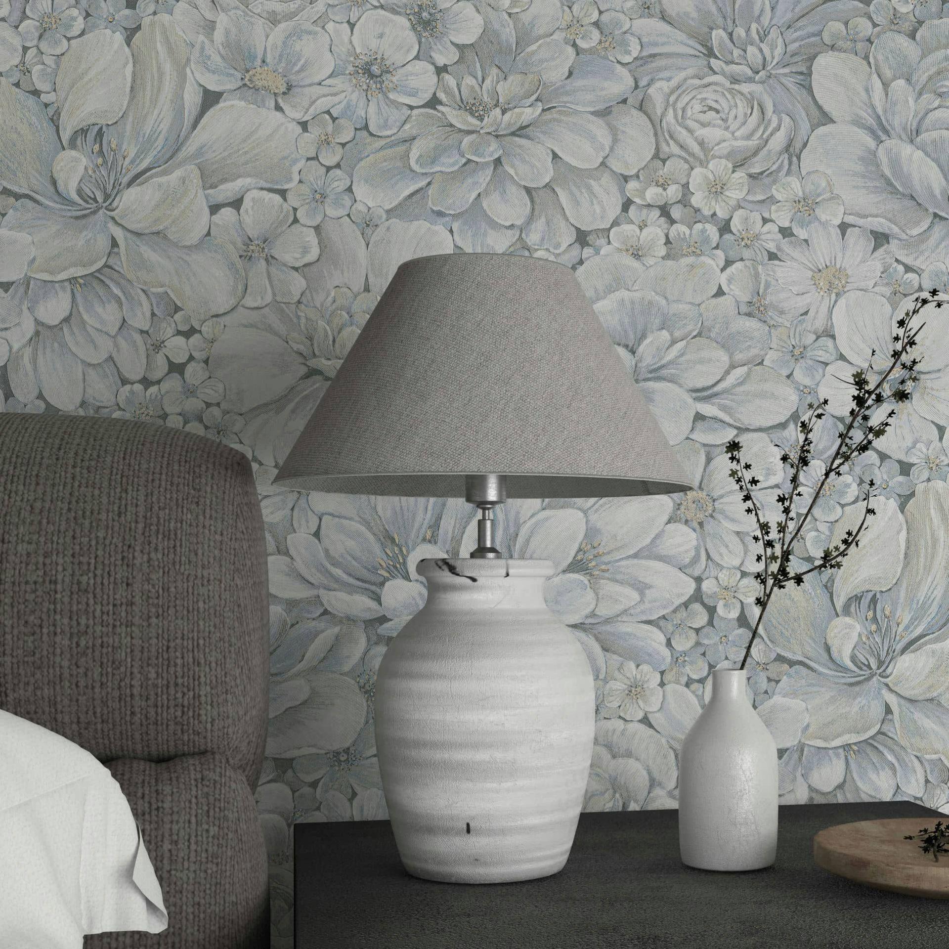 non-woven tapet blå blomster til stue soveværelse tapet marburg