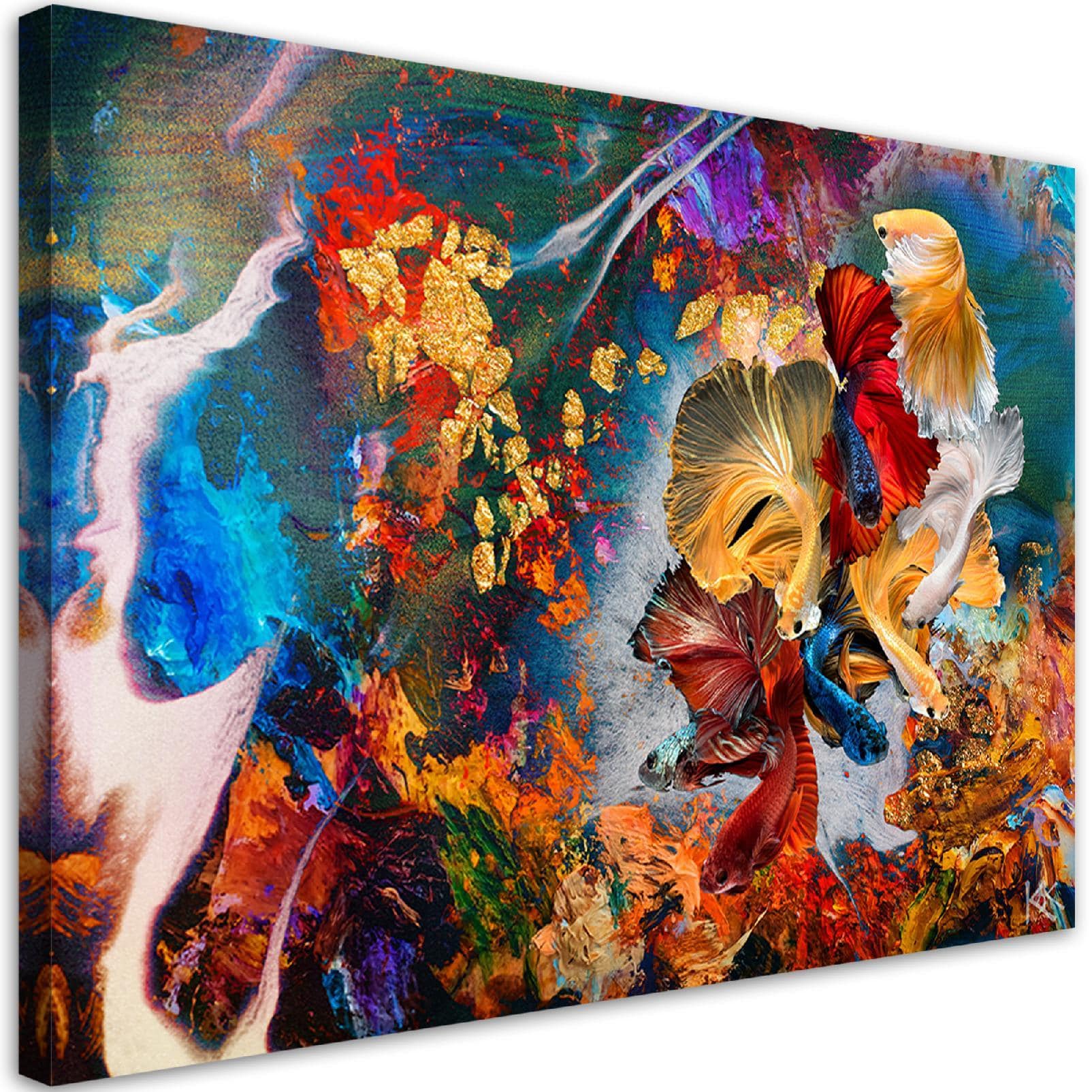 Canvasbillede, Farverig fisk abstraktion