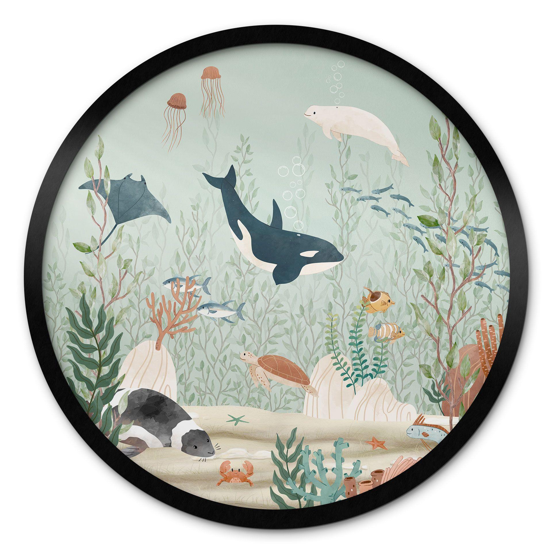 Plakat med havdyr dybt nede i havet - Oliver Robins - Round