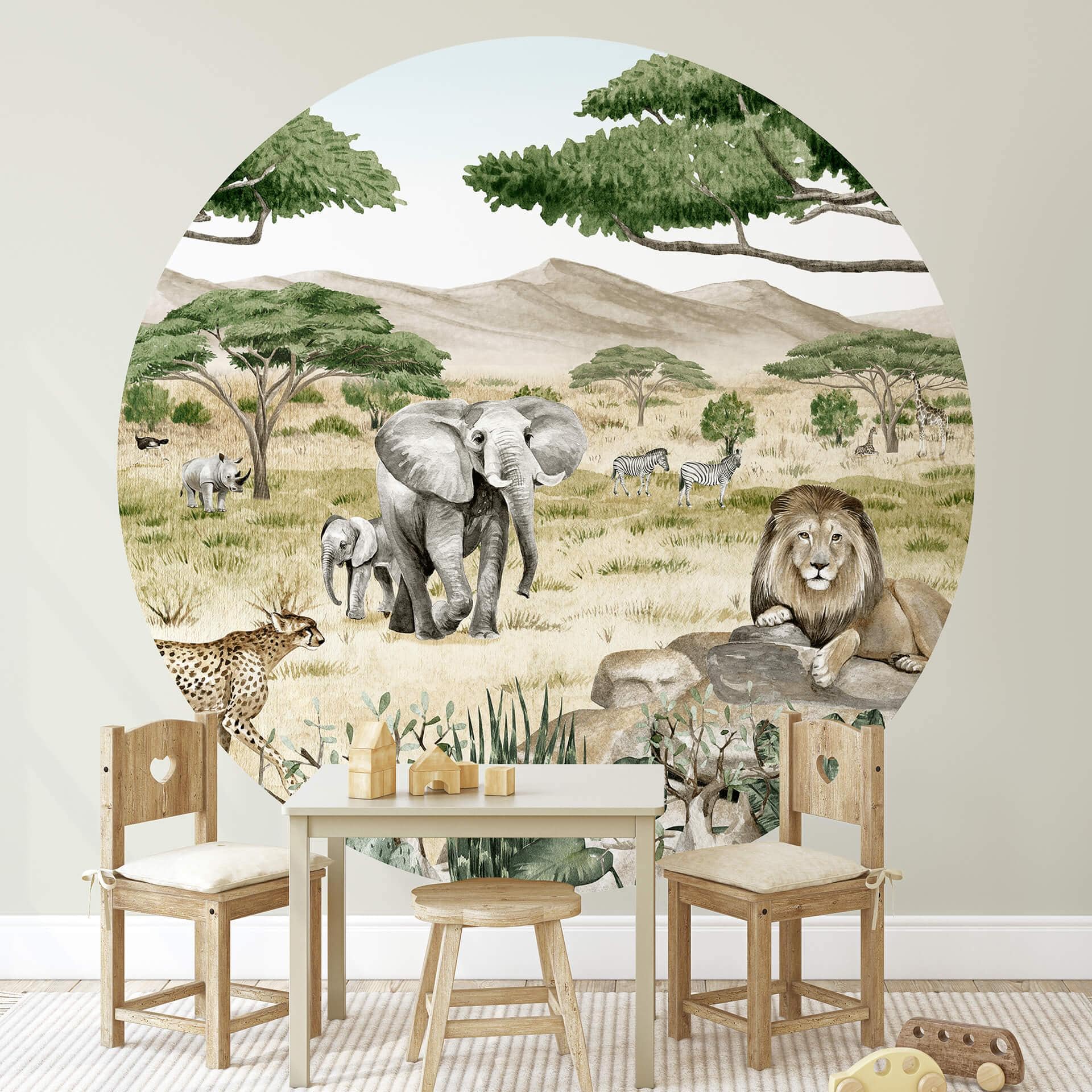 Fototapet - Rundt Kikki Belle - The Savannah - vliesetapet/selvklæbende non-woven tapet