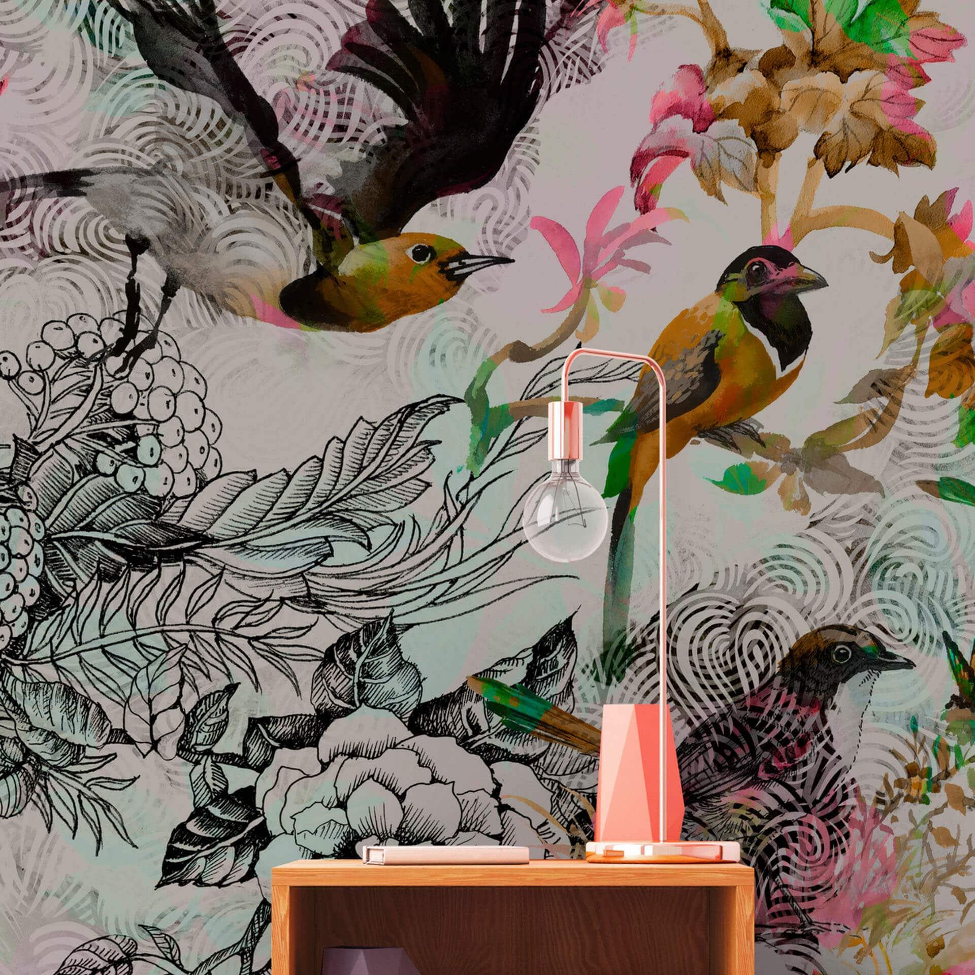 Livingwalls Fototapet Walls by Patel Funky Birds 1