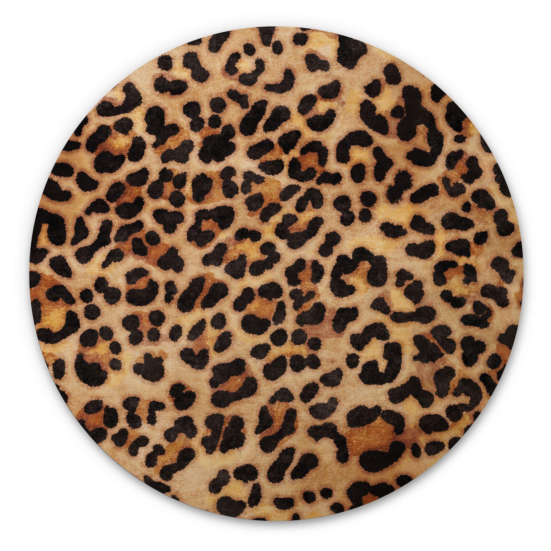 Cuadro de madera Leopardo salvaje - Animal Print - Tunaboylu - Redondo