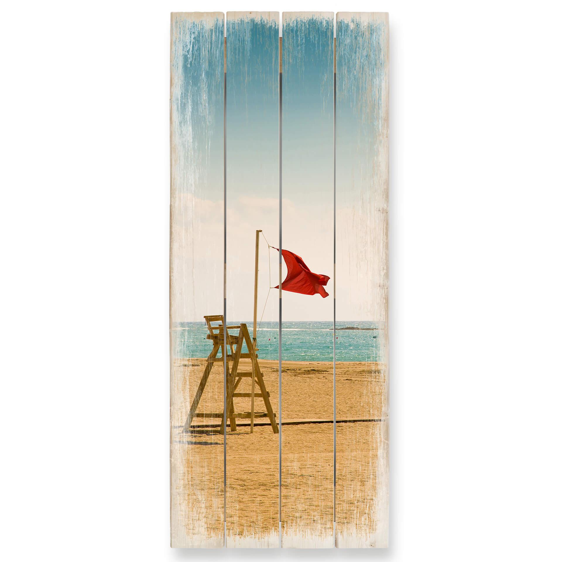 Houten Wanddecoratie Rode Vlag - Panorama