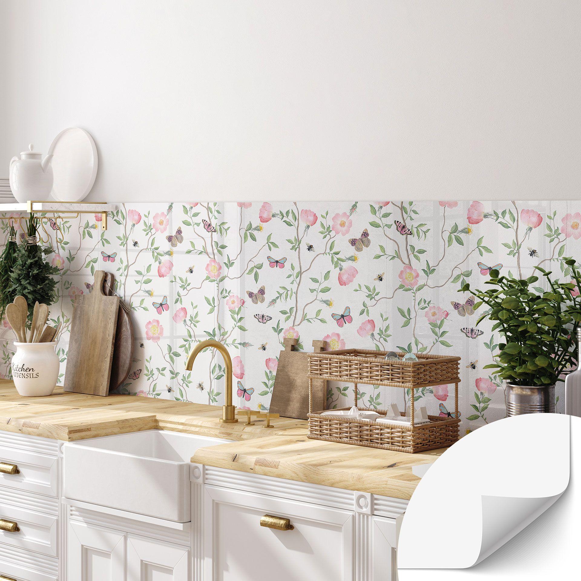 Salpicadero de cocina autoadhesivo Rosas de Navidad rosas en primavera - UN Designs