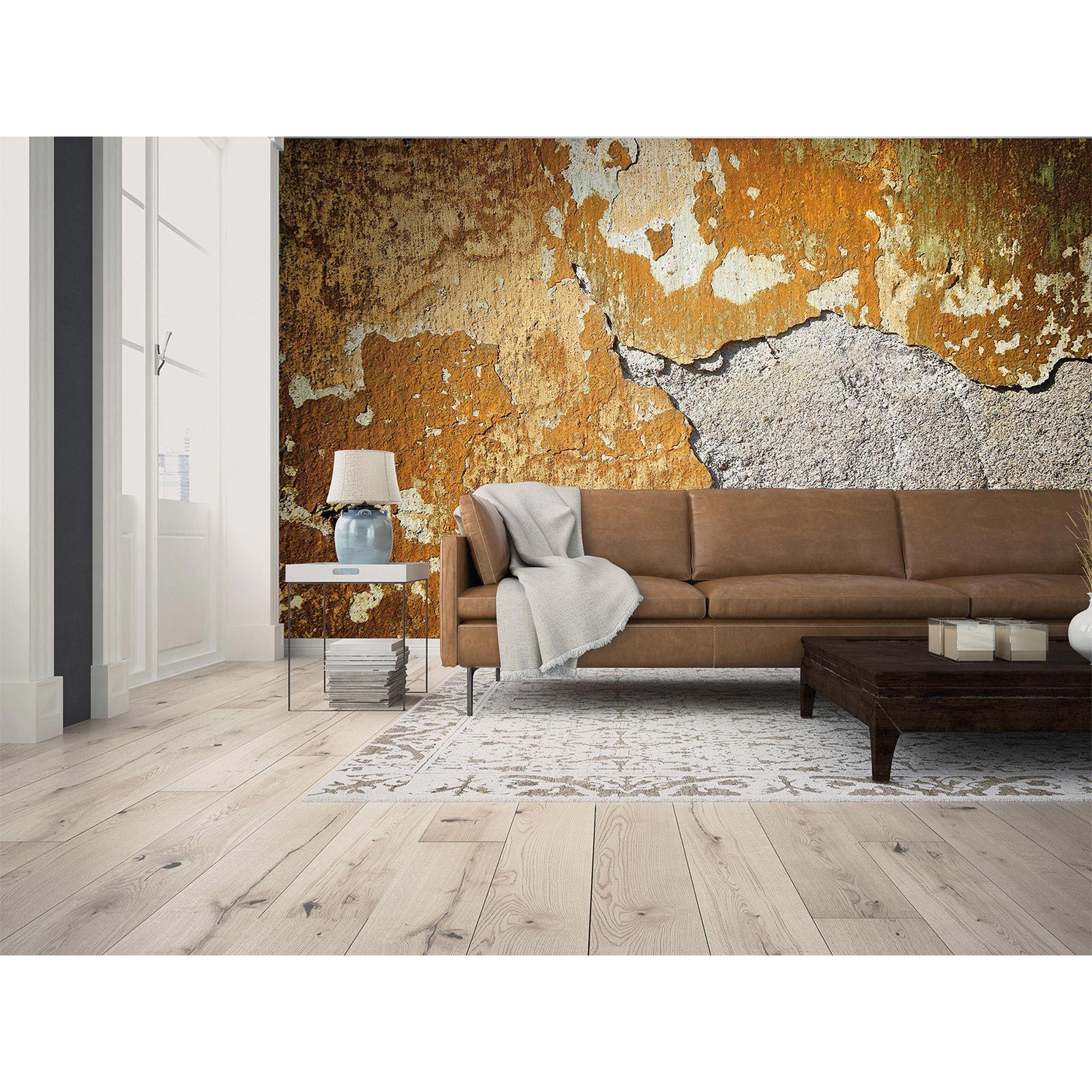 Orange og gråt non-woven tapet Designwalls ConcreteOld Modern