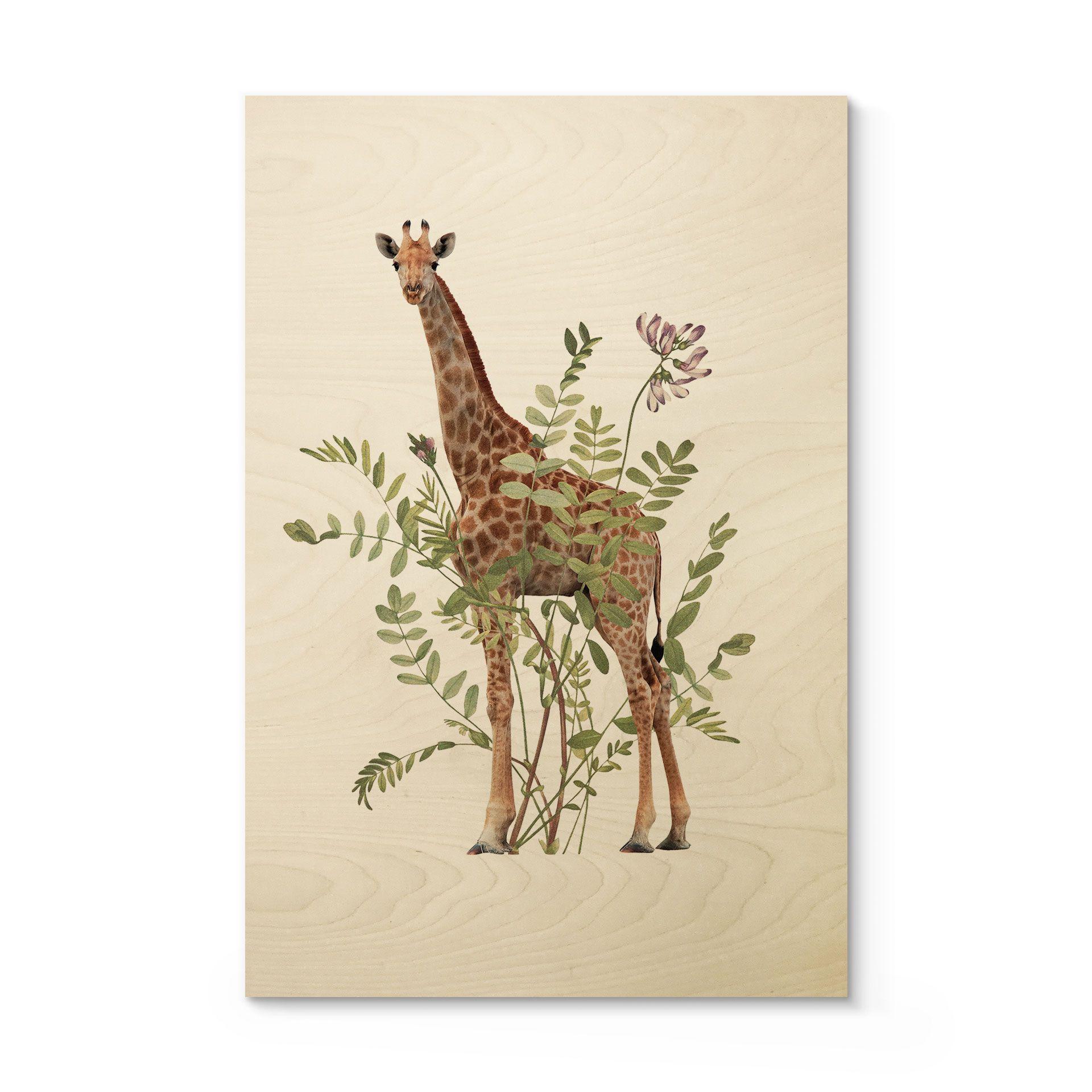 Cuadro de madera jirafa floral - Frida Floral Studio