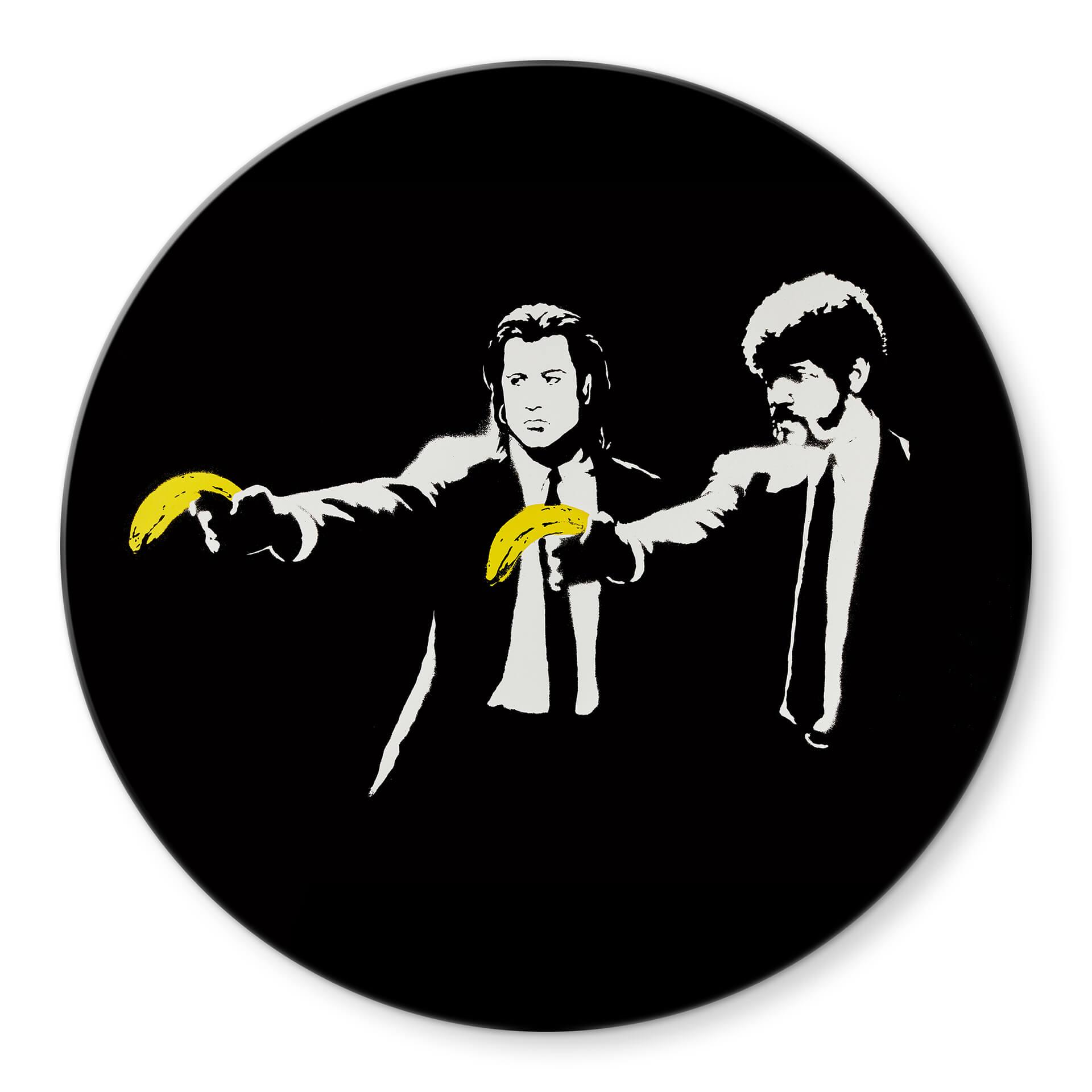 Tableau en verre Banksy - Pulp Fiction - Rond