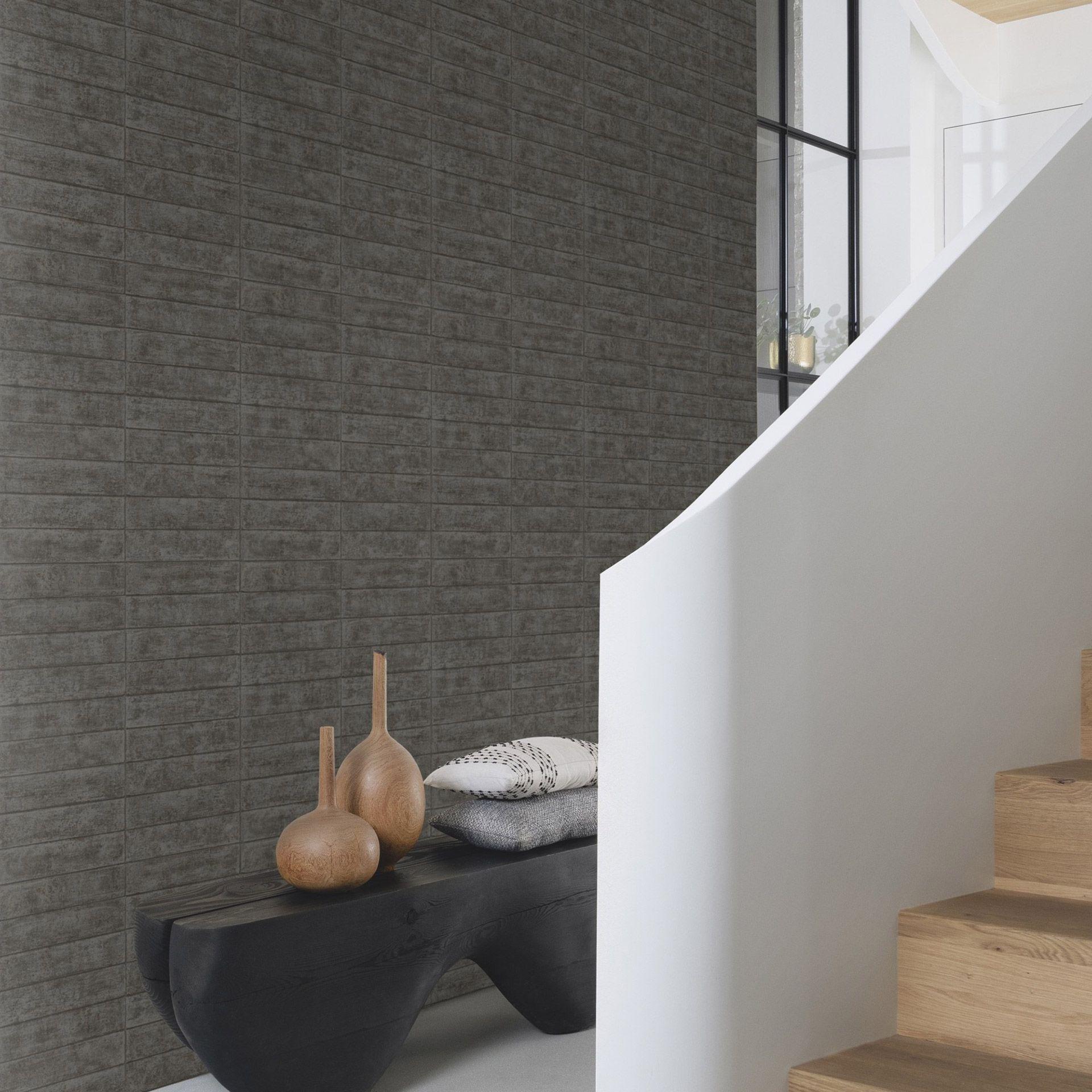 Tapet med betonlook, sort stentapet fra fabrikken