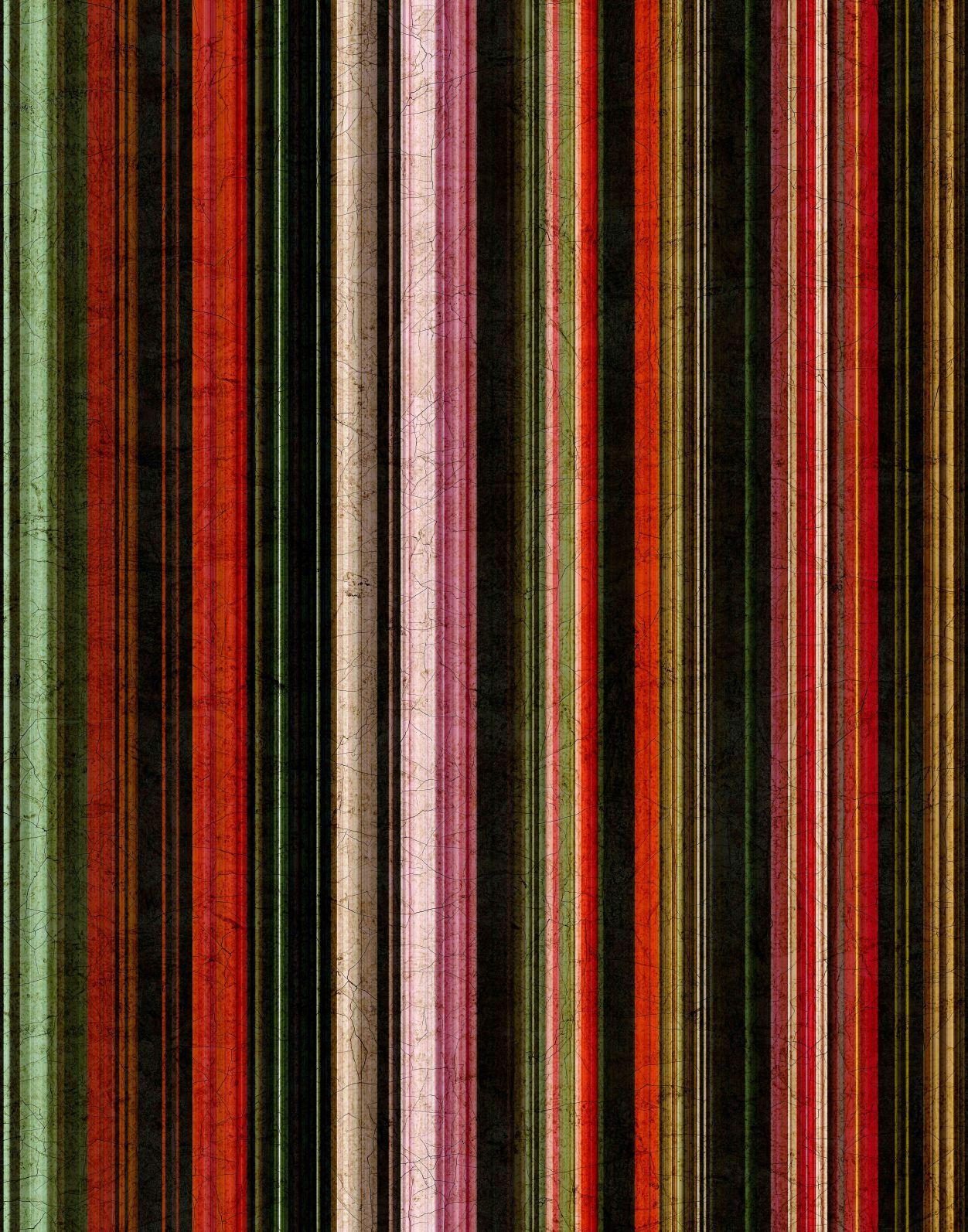Vintage stribet fototapet i rødgrøn sort med patinastruktur 2,7 x 2,12 m