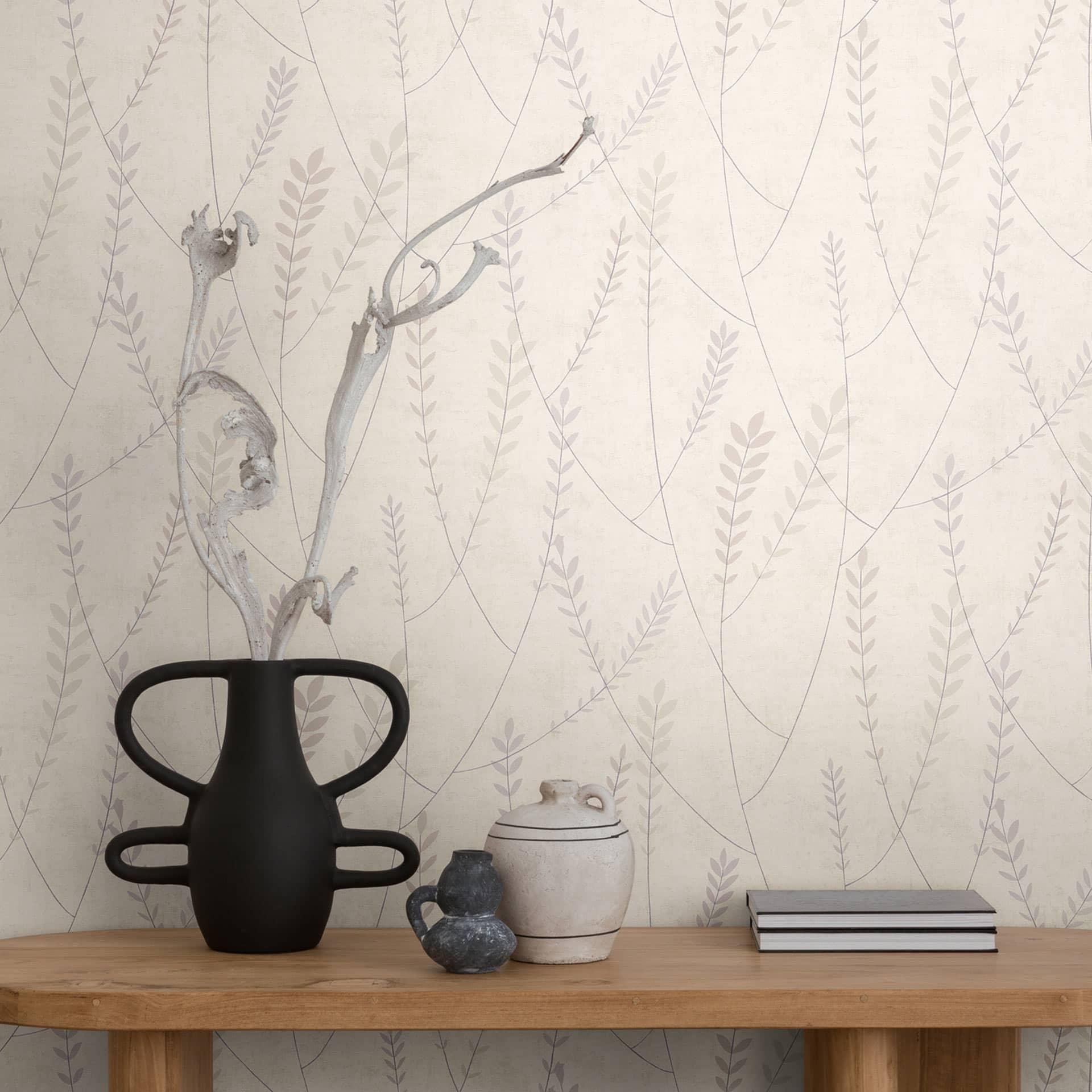 Papier peint mural intissé Skandi - structure lin dans les tons naturels & gris