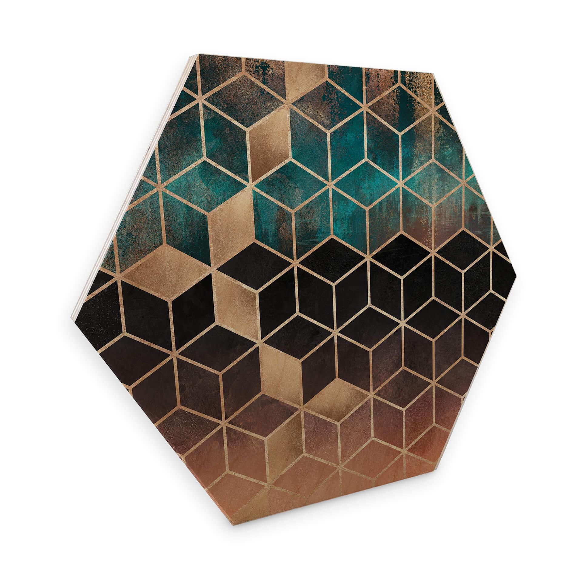 Hexagon Hout Fredriksson - Goudgroene Geometrie