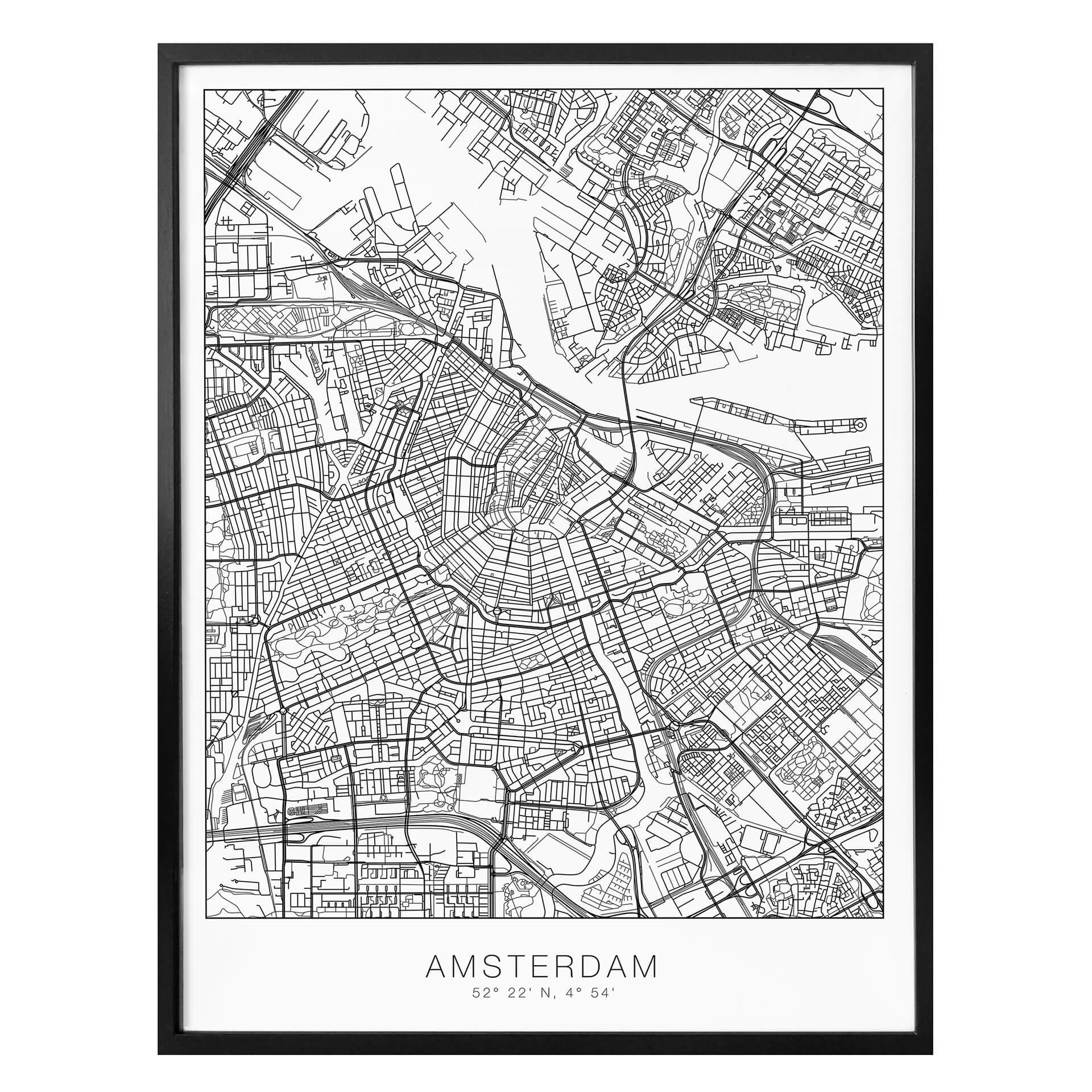 Póster mapa ciudad Amsterdam