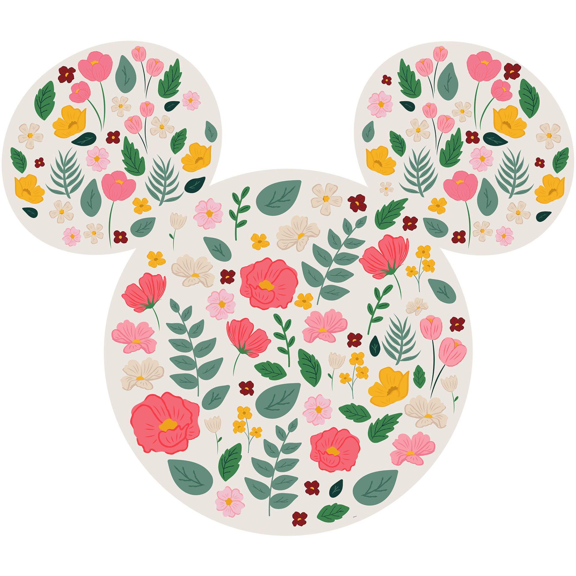Selvklæbende tapet - Mickey Head Wild Flowers - 125 x 125 cm