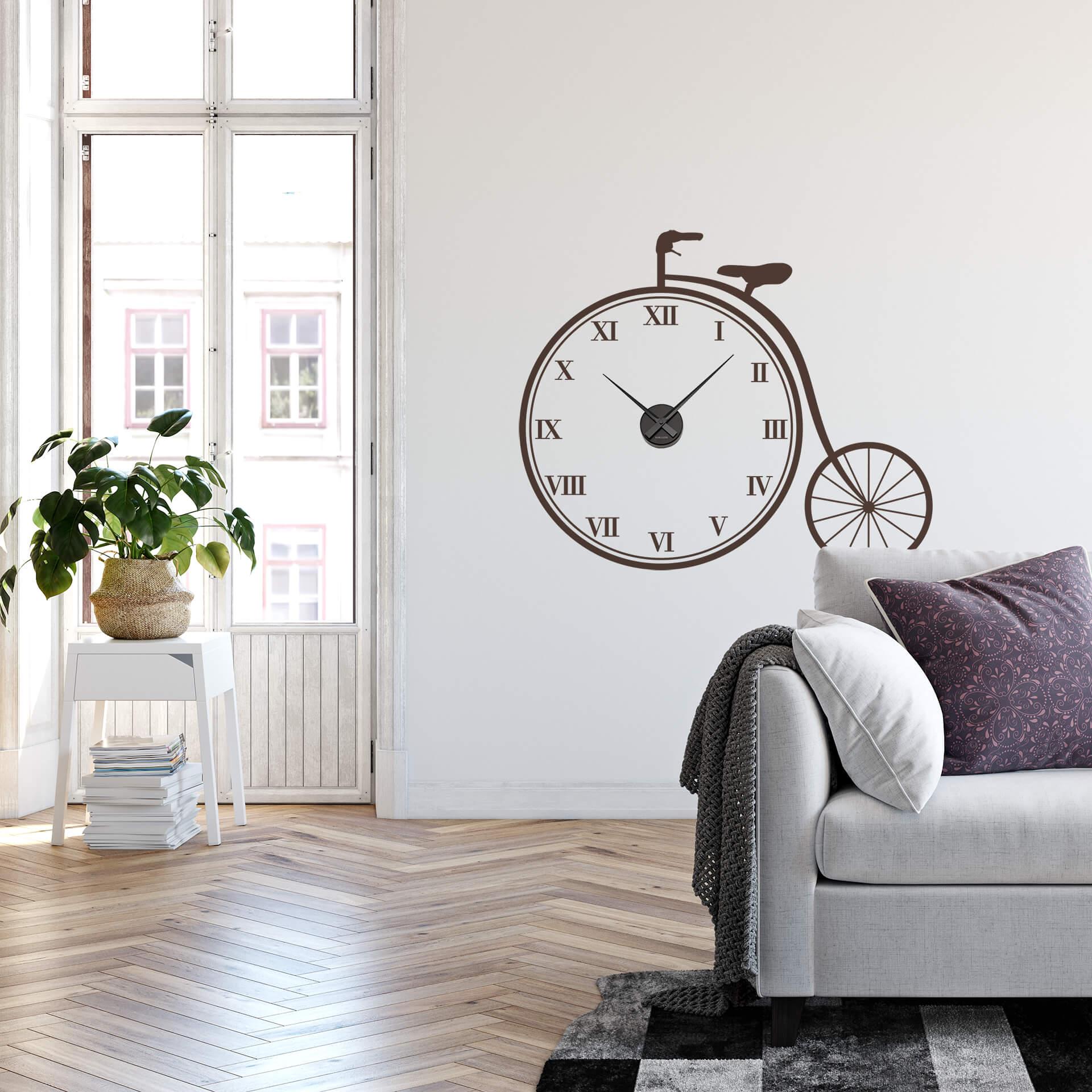 Wallsticker Retro Fahrrad Wanduhr - 96x80 cm