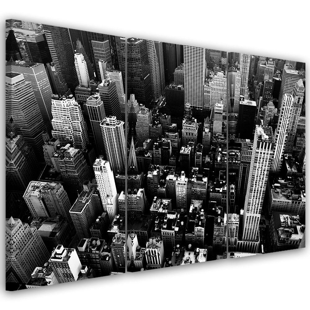 3 stykke lærredstryk, New York City Panorama sort og hvid