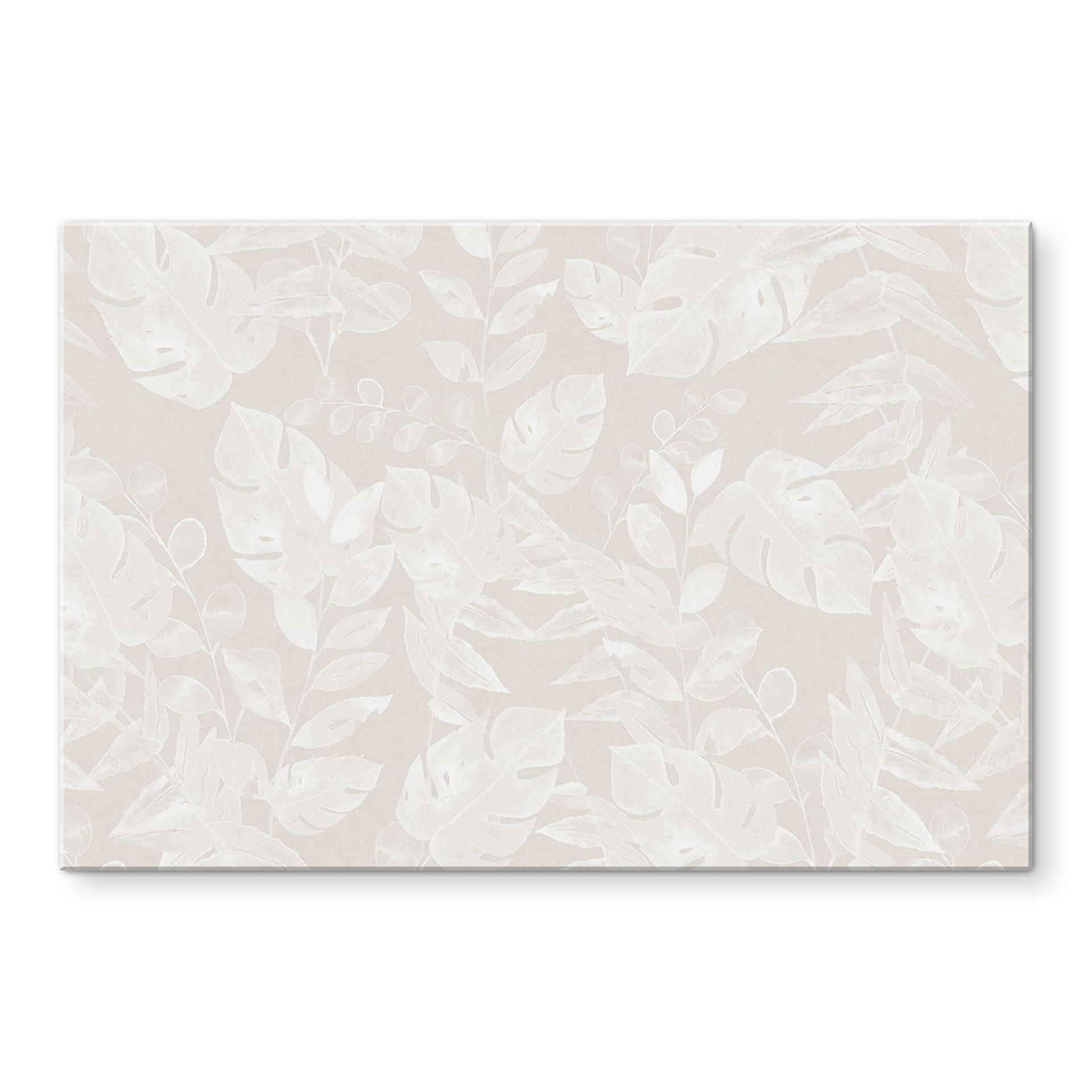 Billede af tropiske blade i beige - Bloomery Decor – print på aluminium (Alu-Dibond)