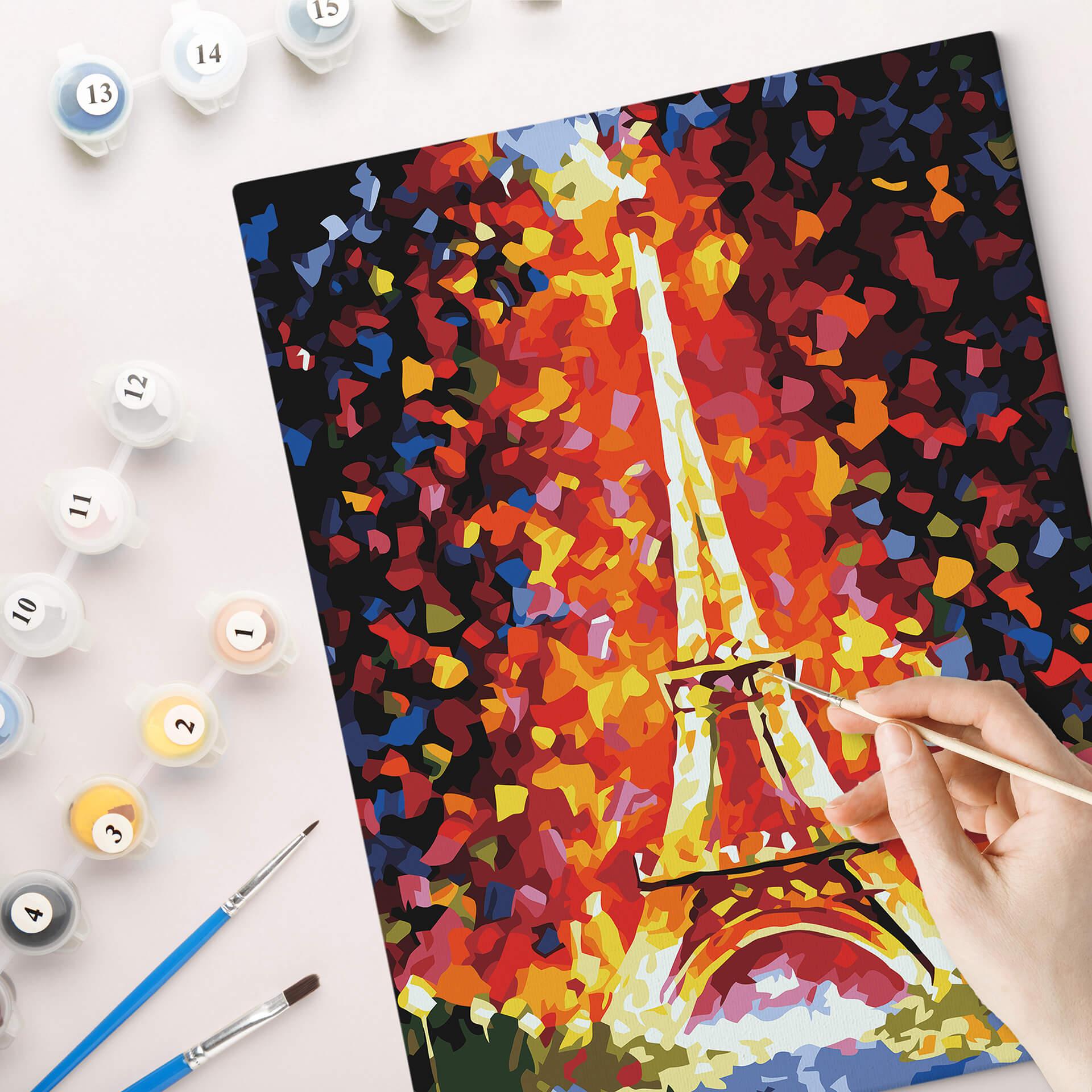 Peinture par numéros sur toile tendue sur châssis - Tour Eiffel - 40x50 cm