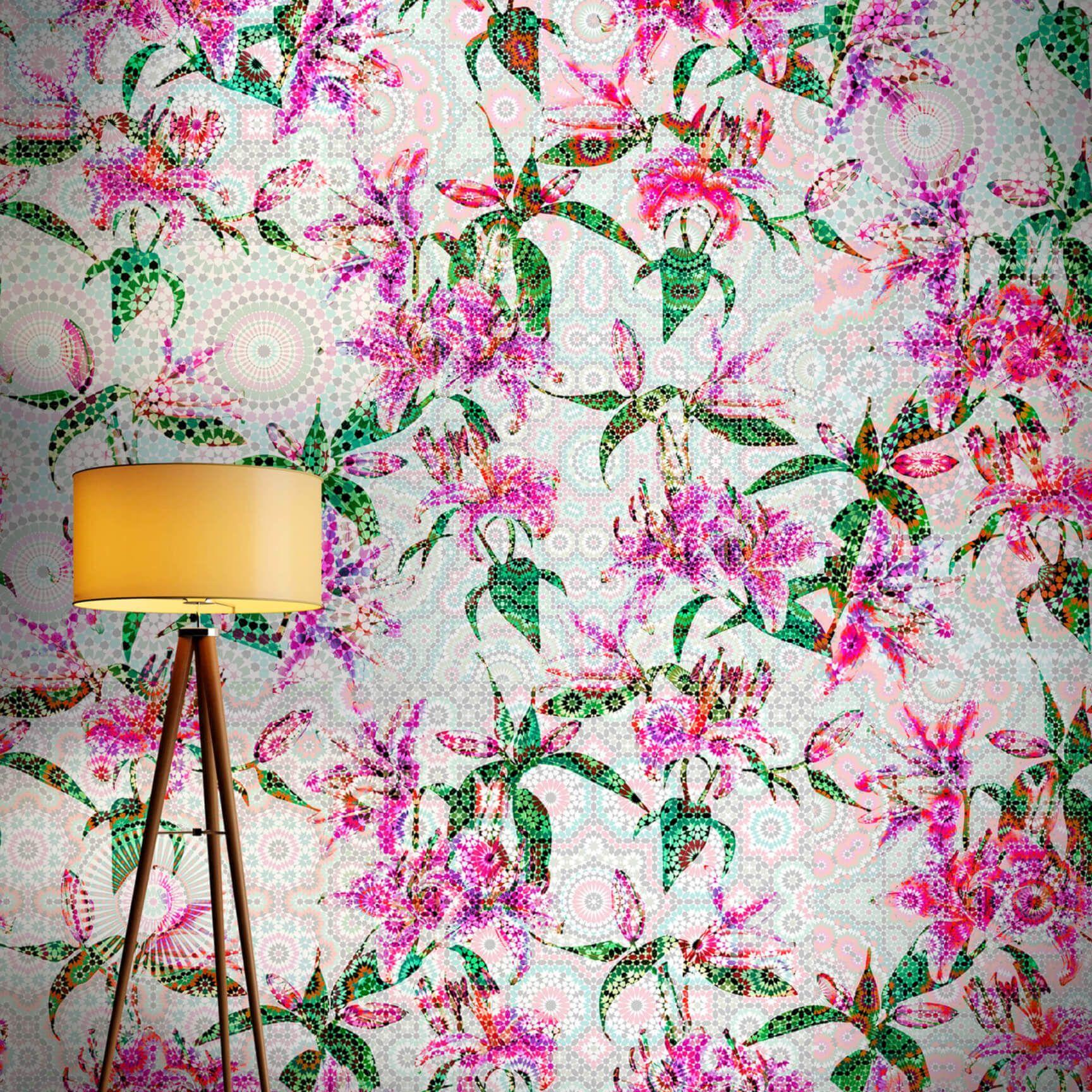Livingwalls Fototapet Walls by Patel Mosaic Lilies2