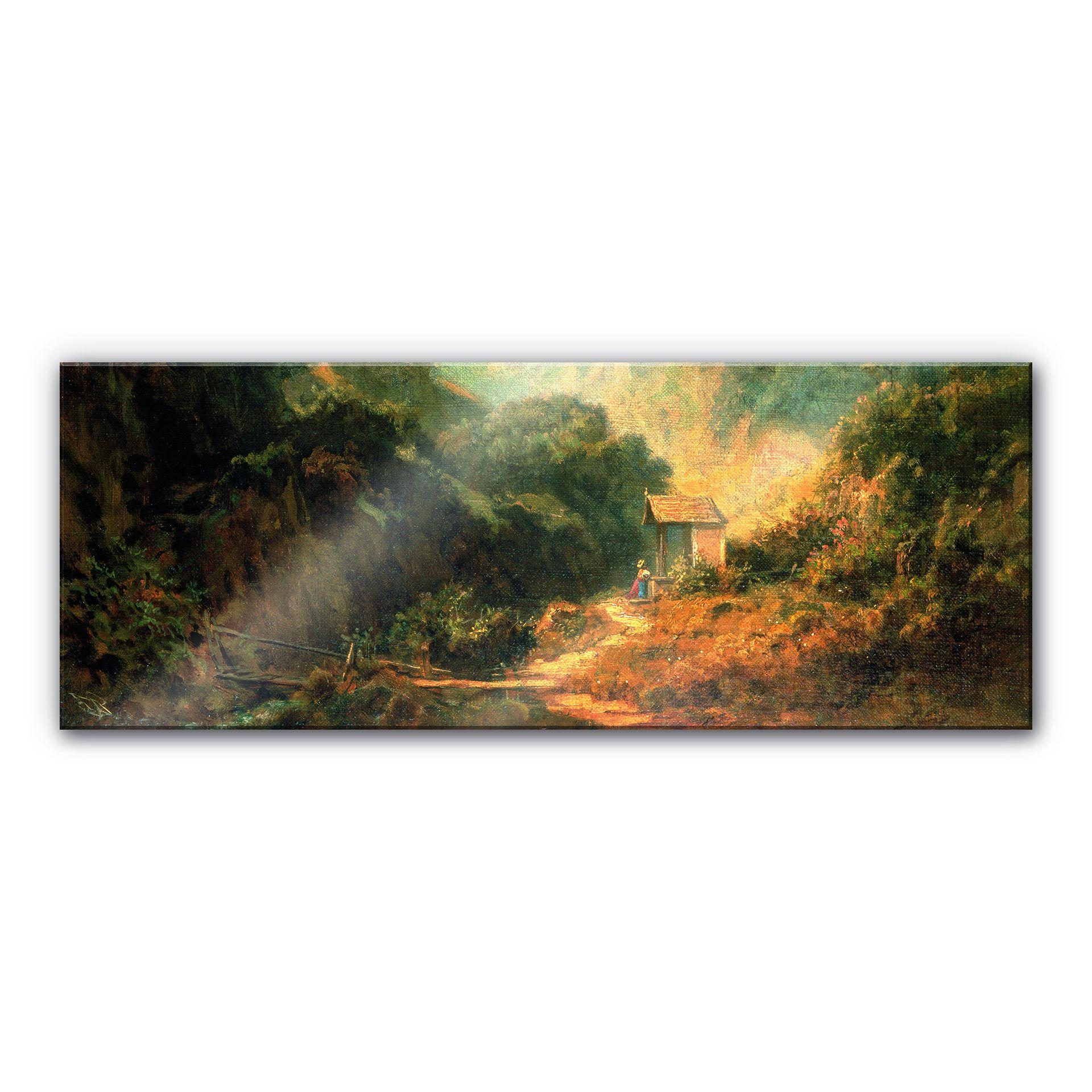 Akrylbillede Spitzweg - Klippedal med kapel - Panorama