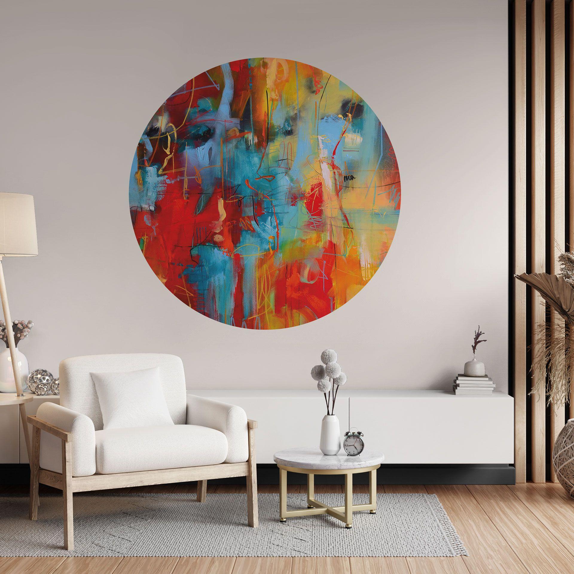 Wallsticker Farverigt kaos - Fedrau - Rund