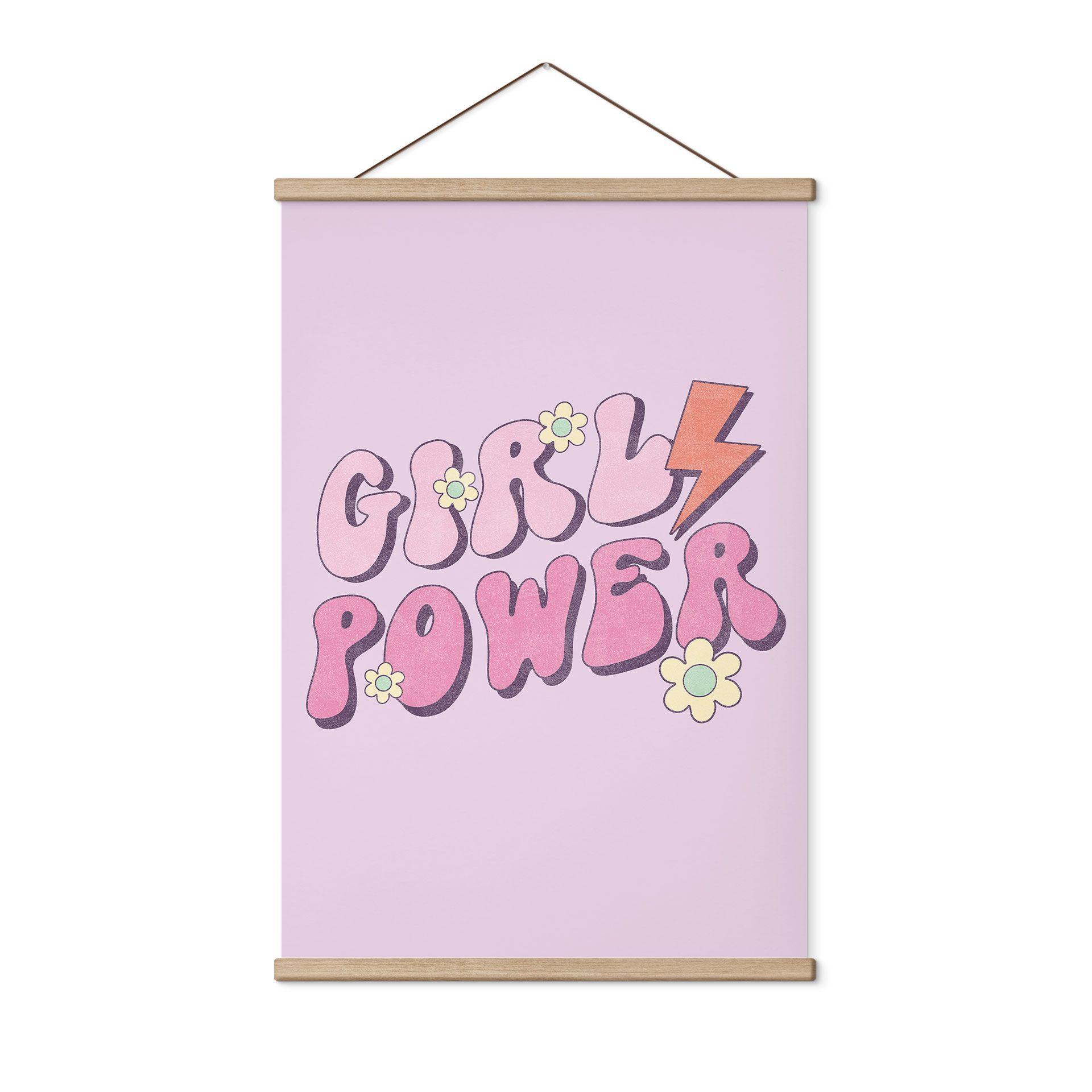 Póster de tela Girl Power retro lettering púrpura
