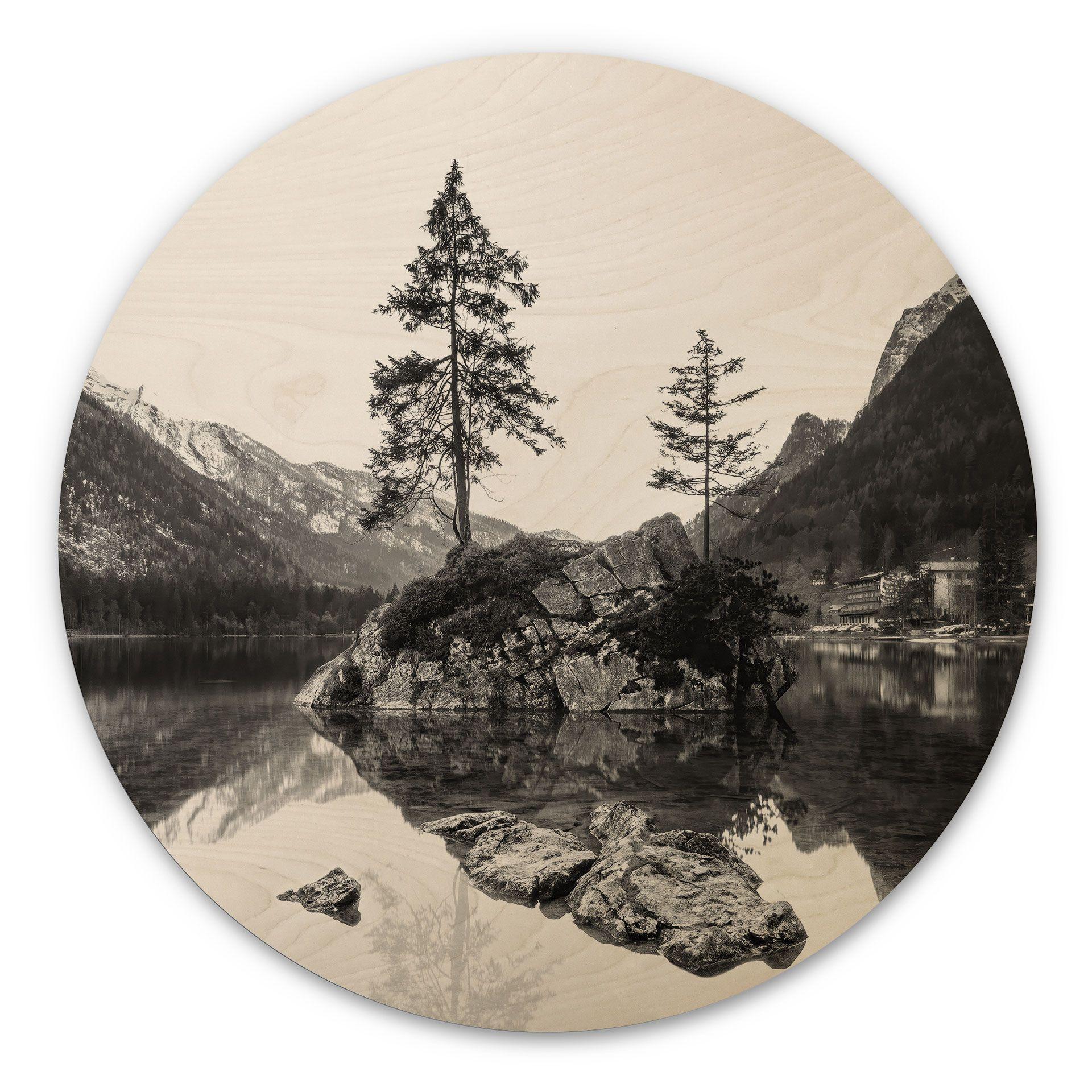 Billede af træ Malerisk landskab med krystalklar bjergsø - Hintersee - Round