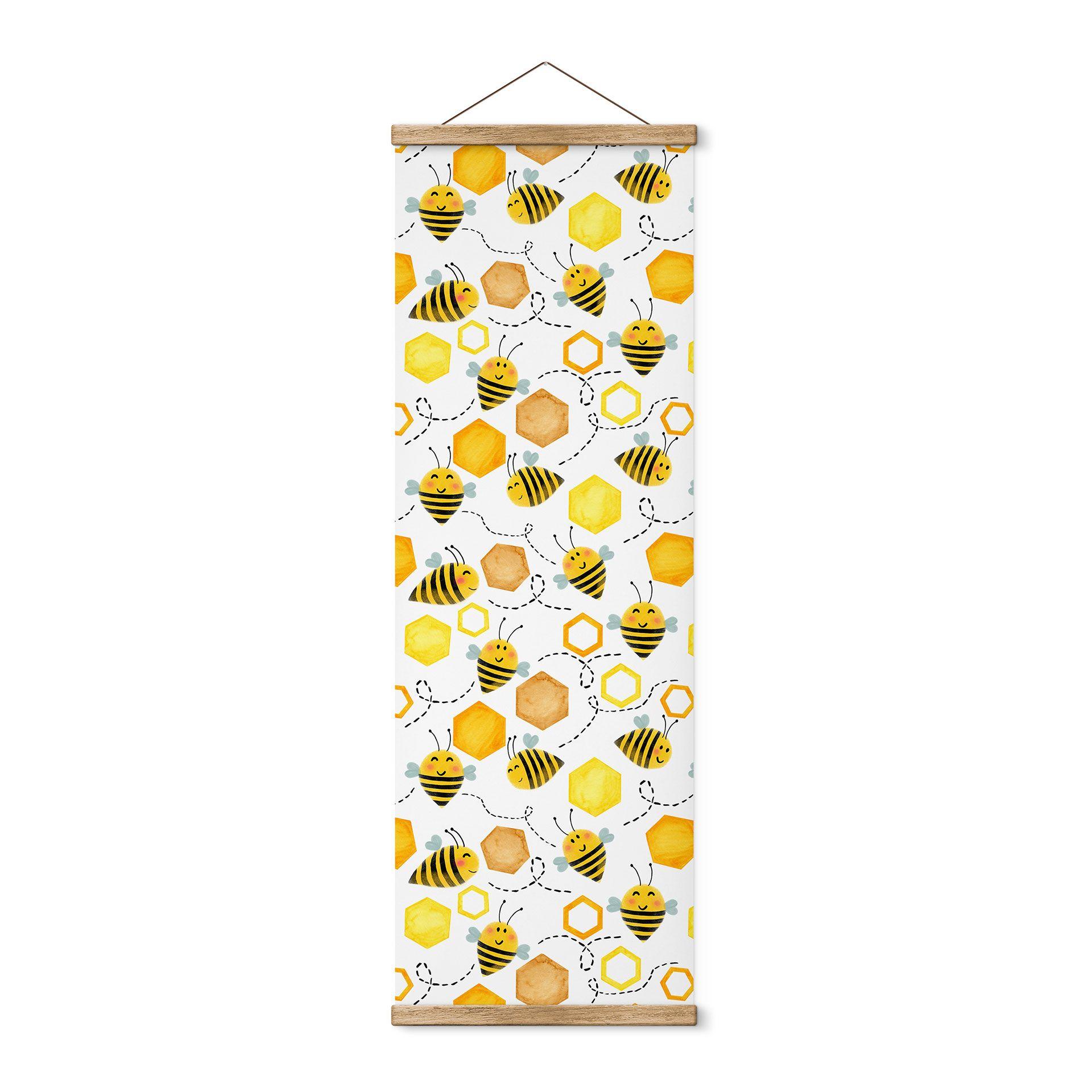 Póster de tela Dulces abejas con panales - UN Designs - Panorama