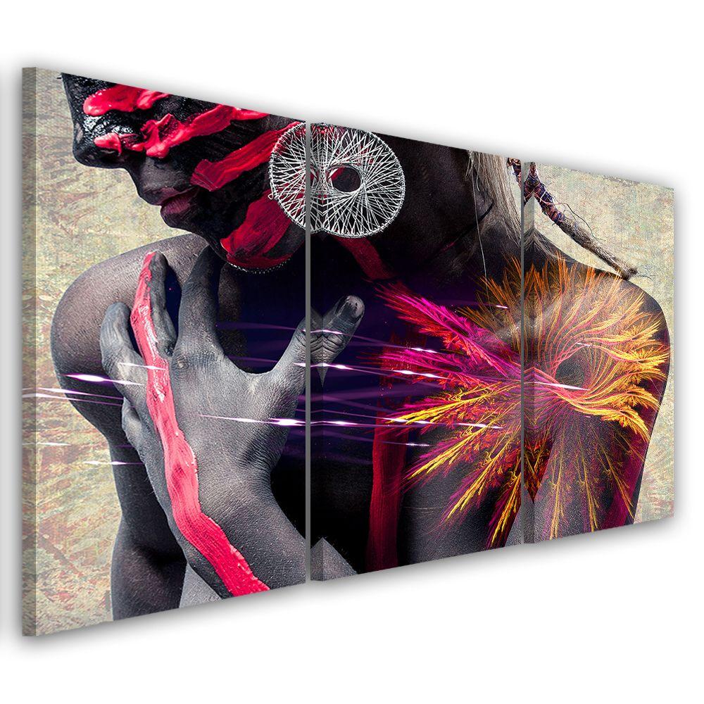 3 stykke lærredsprint, nøgen kvinde