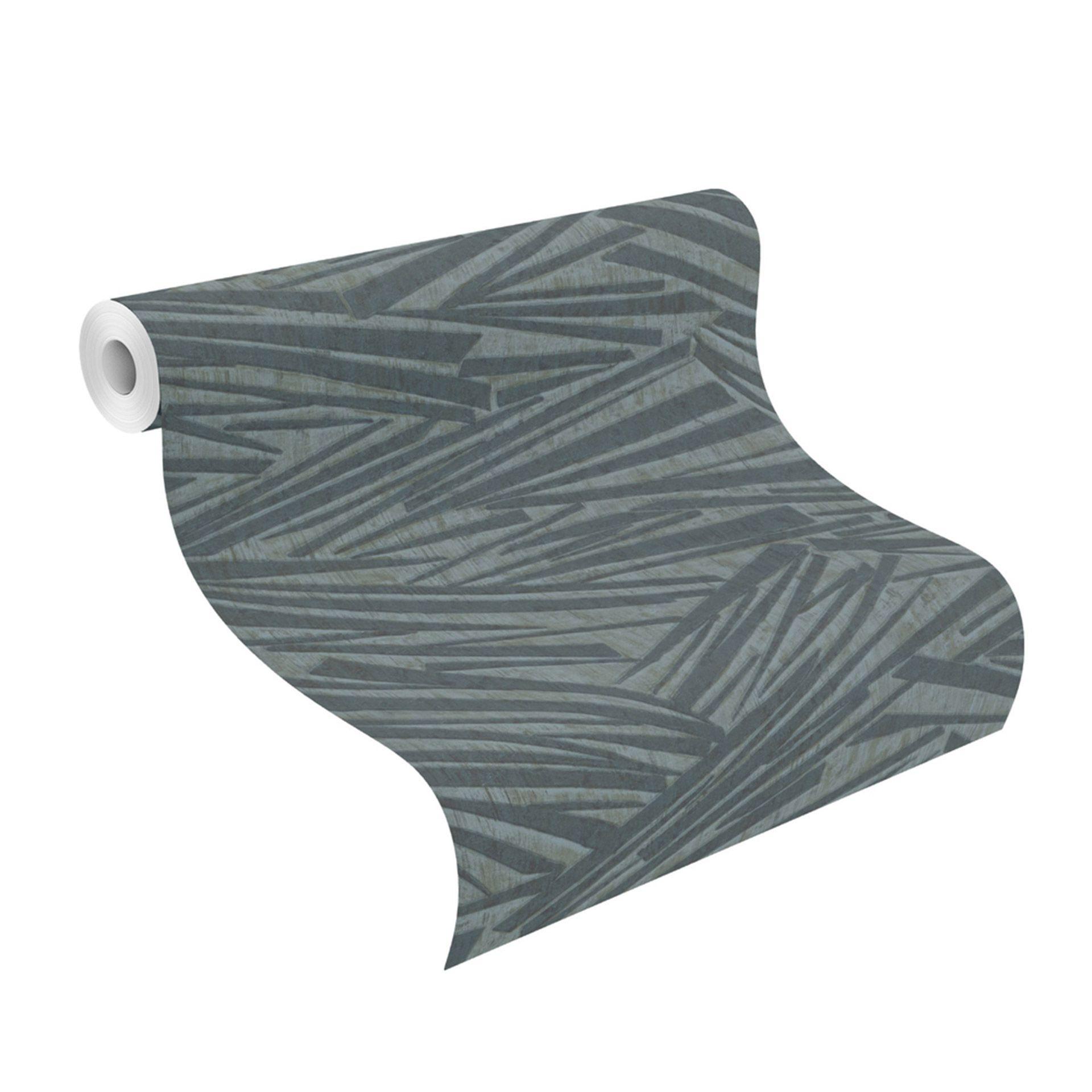 Stribet tapet, non-woven tapet Sky Lounge metallic grøn 10.00x1.06 m