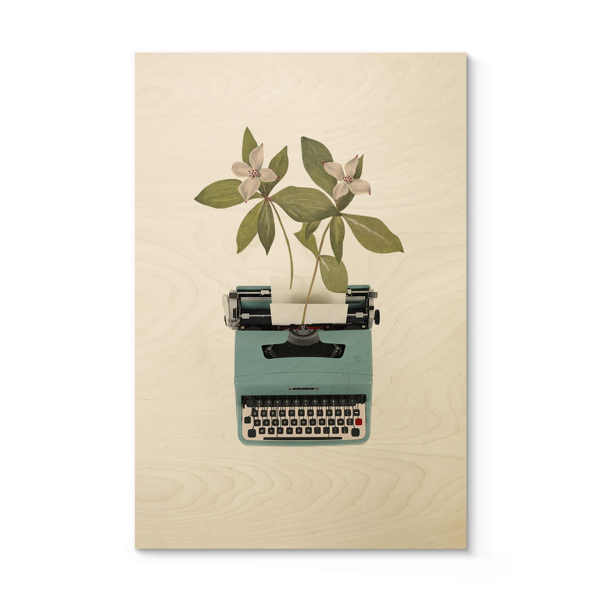 Cuadro de madera Frida Floral Studio - Máquina de escribir botánica
