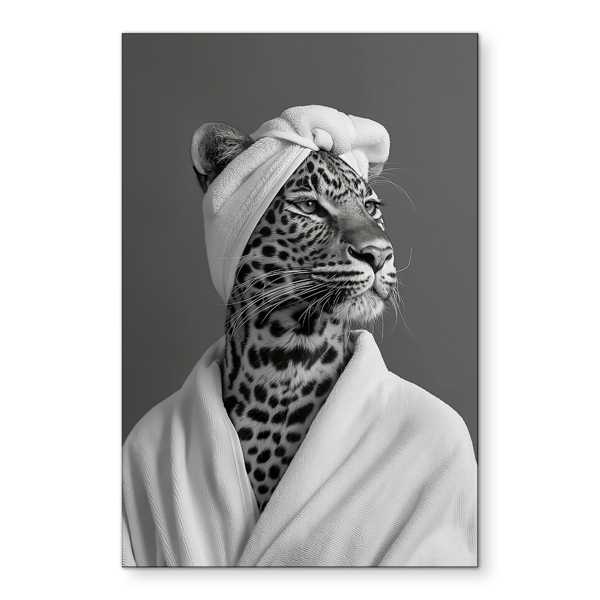 Royale spa time-out med leopard - Rahner – print på aluminium (Alu-Dibond)