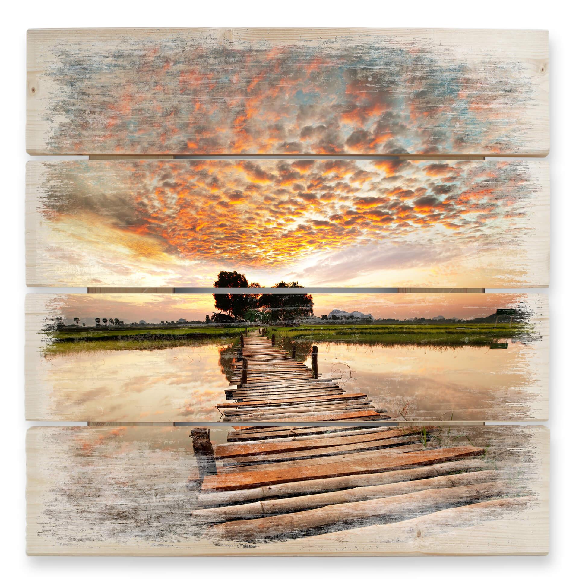 Cuadro de madera Al otro lado - 40x41,5 cm