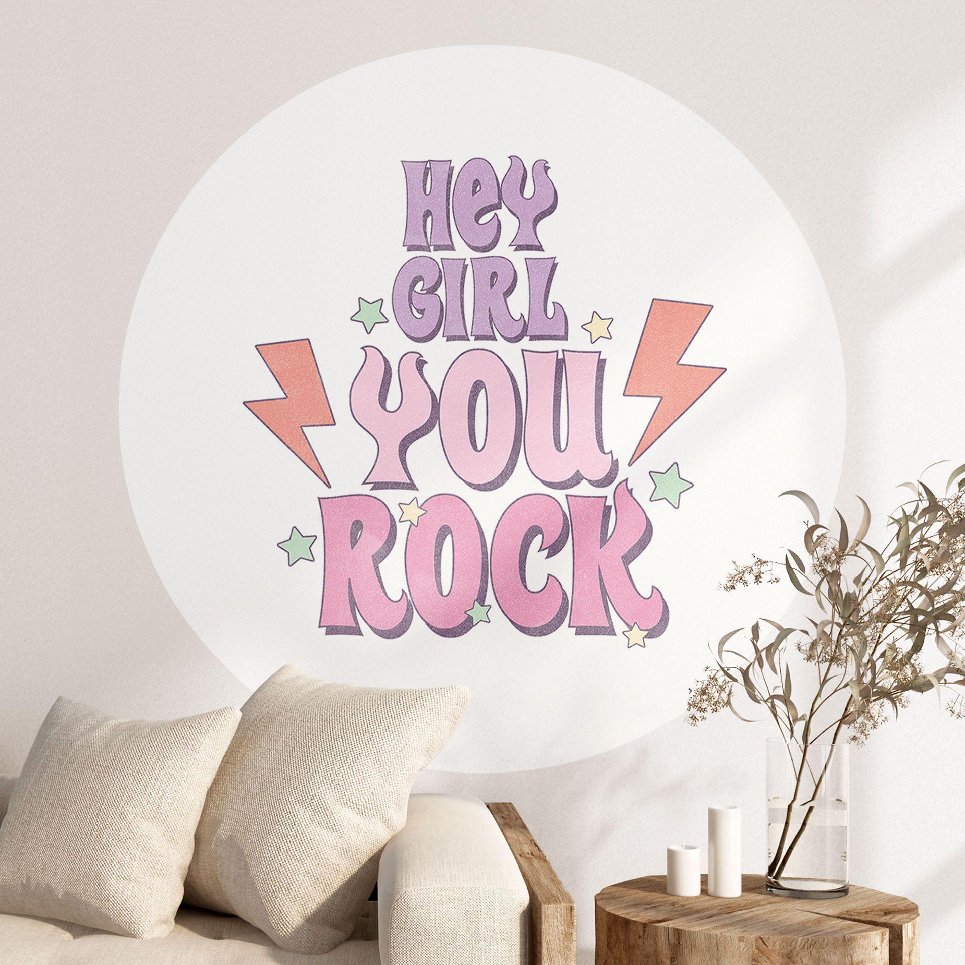 Vinilo decorativo Hey girl you rock - Redondo