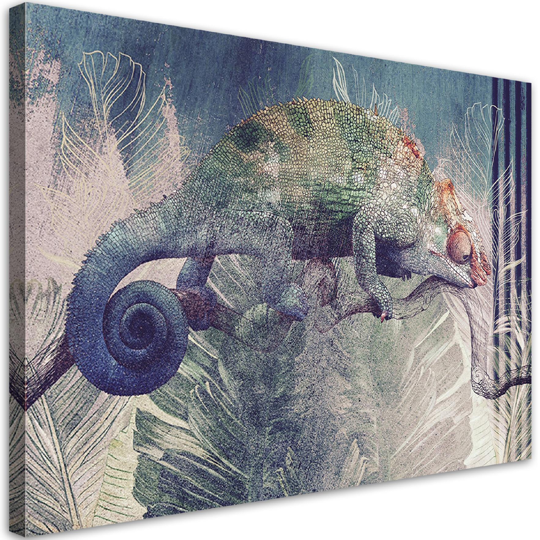 Canvasbillede, Kamæleon på en gren