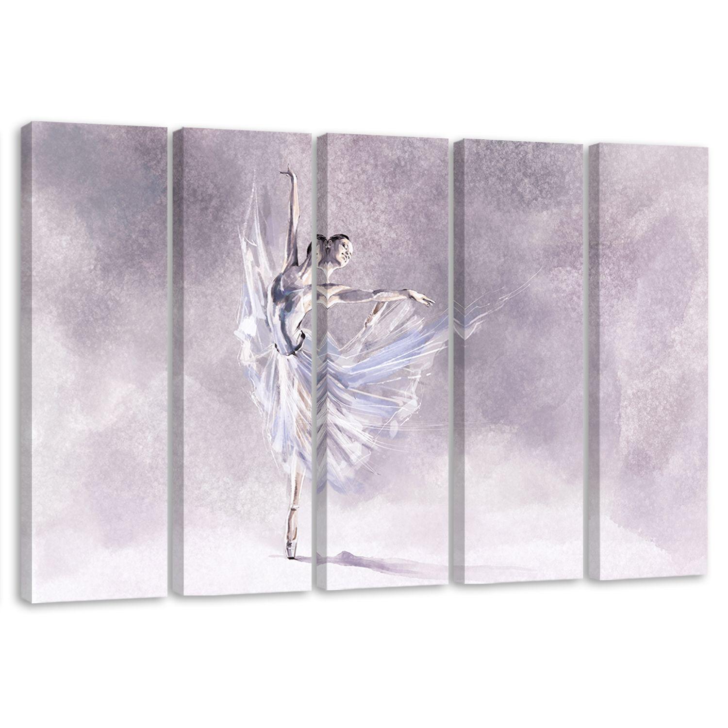 Lærredstryk 5 styk, Ballerina Pirouet