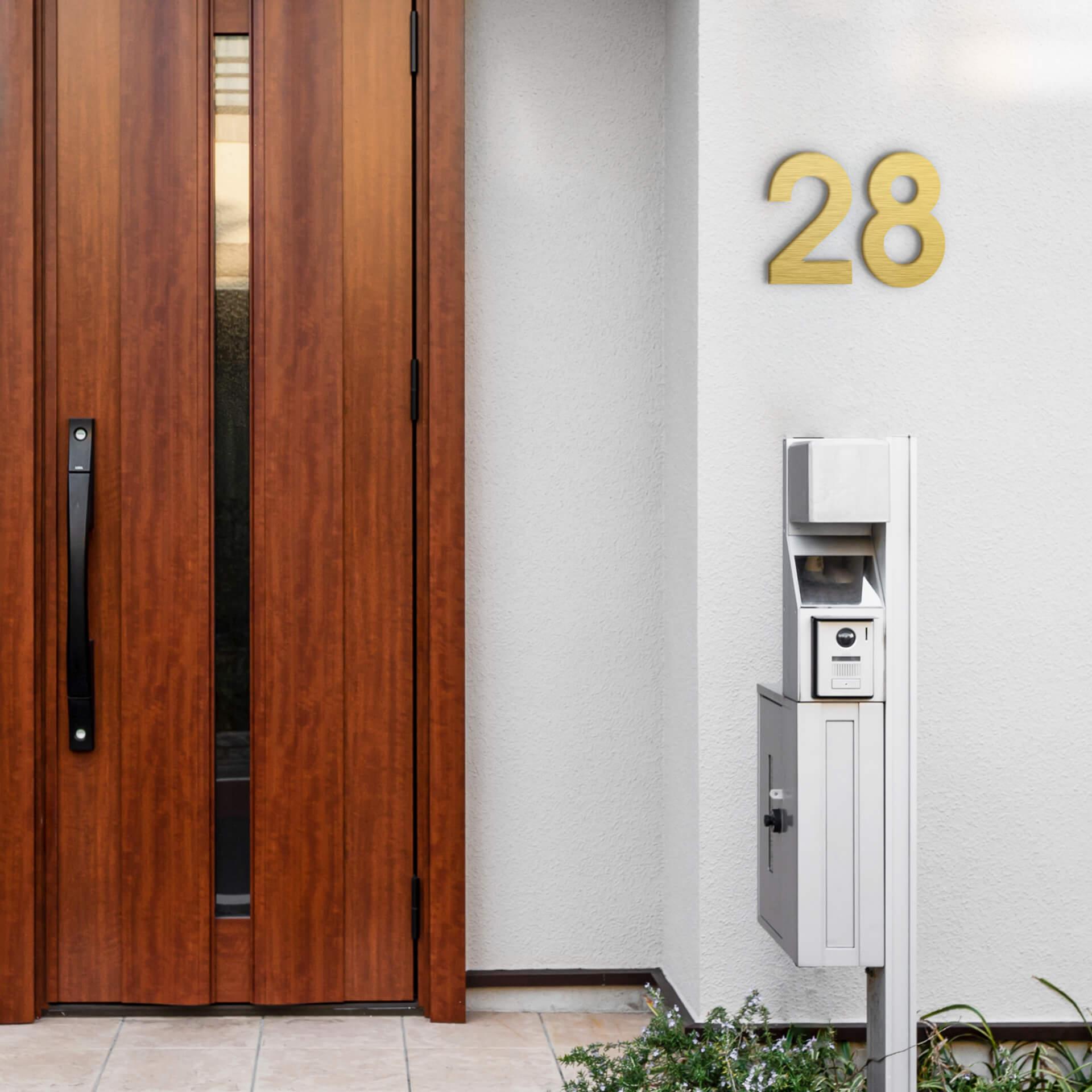 Alu-dibond Huisnummer Modern - Goud Effect