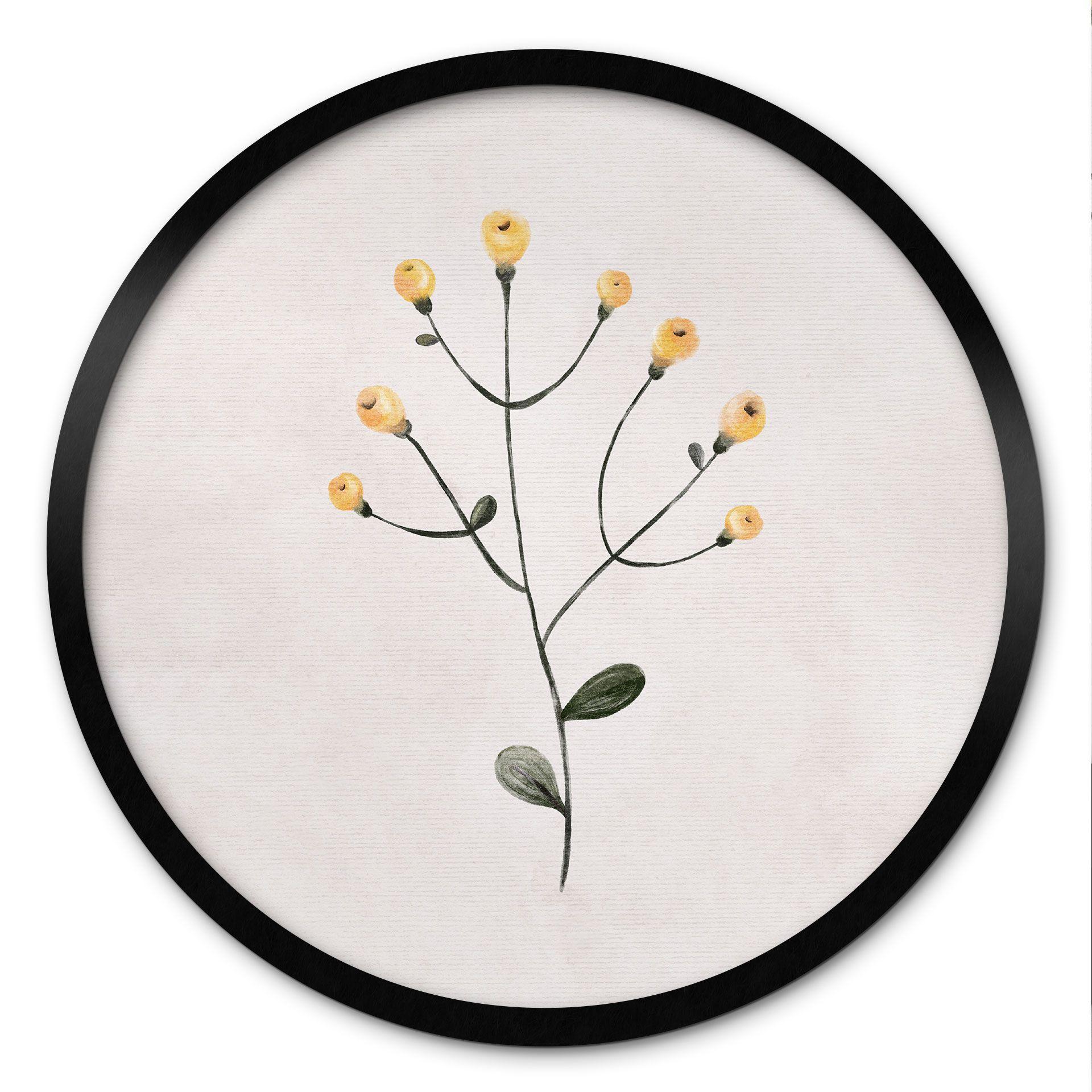 Póster Planta delicada con flores amarillas - Goed Blauw - Redondo
