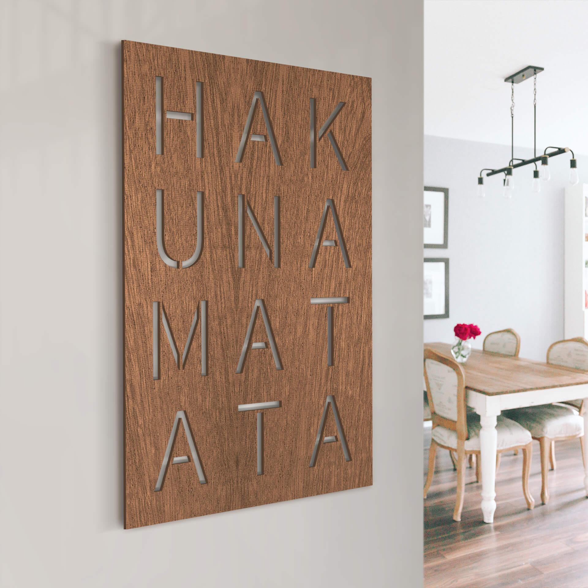 Cuadro decorativo de caoba - Panel Hakuna Matata