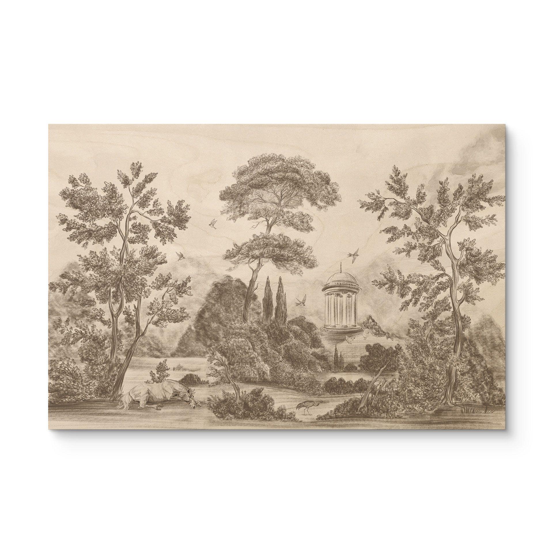 Houten Wanddecoratie met tuinlandschap in beige - Ms Tiff