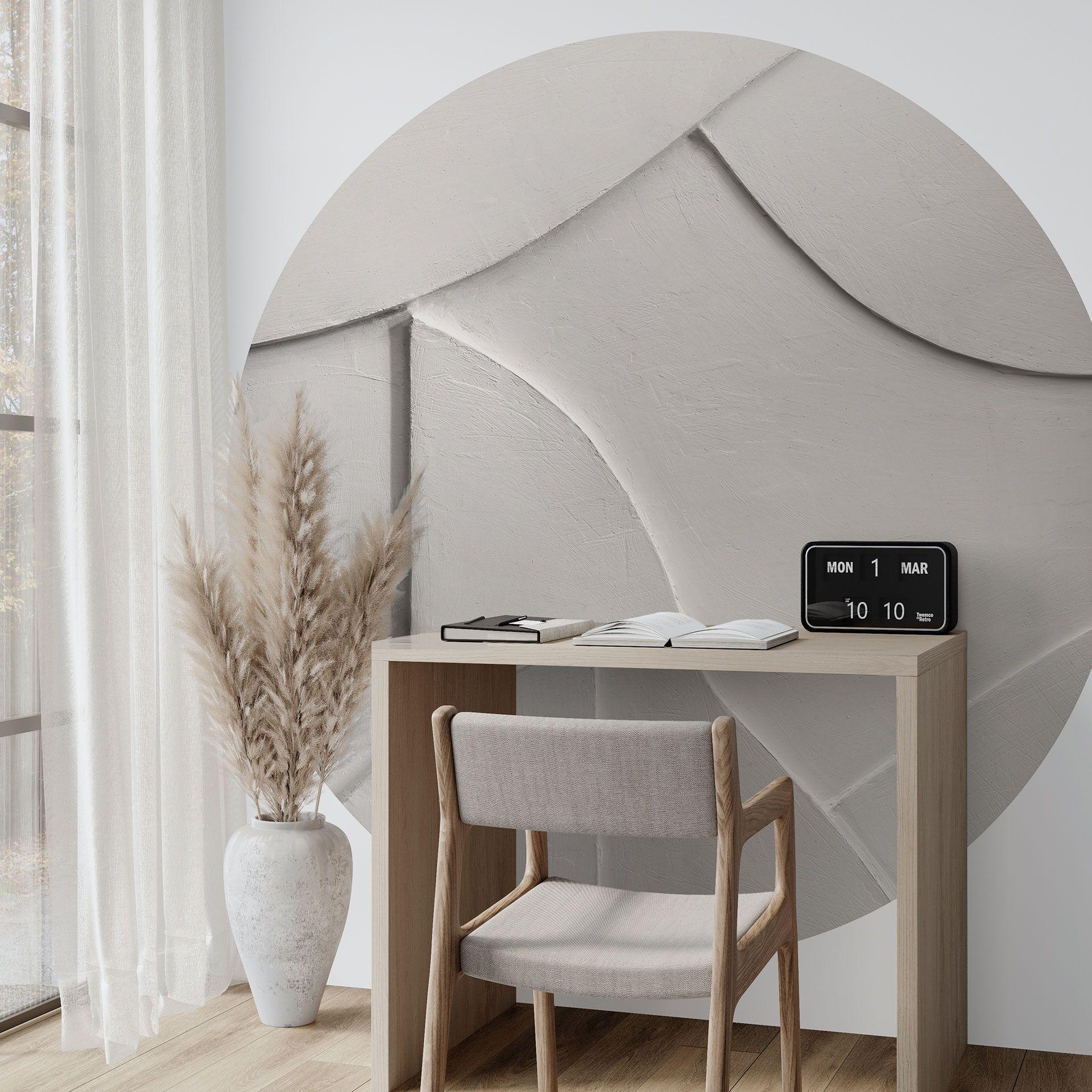Fototapet Abstrakte strukturer i blød beige - Böhmer - Rund - vliesetapet/selvklæbende non-woven tap