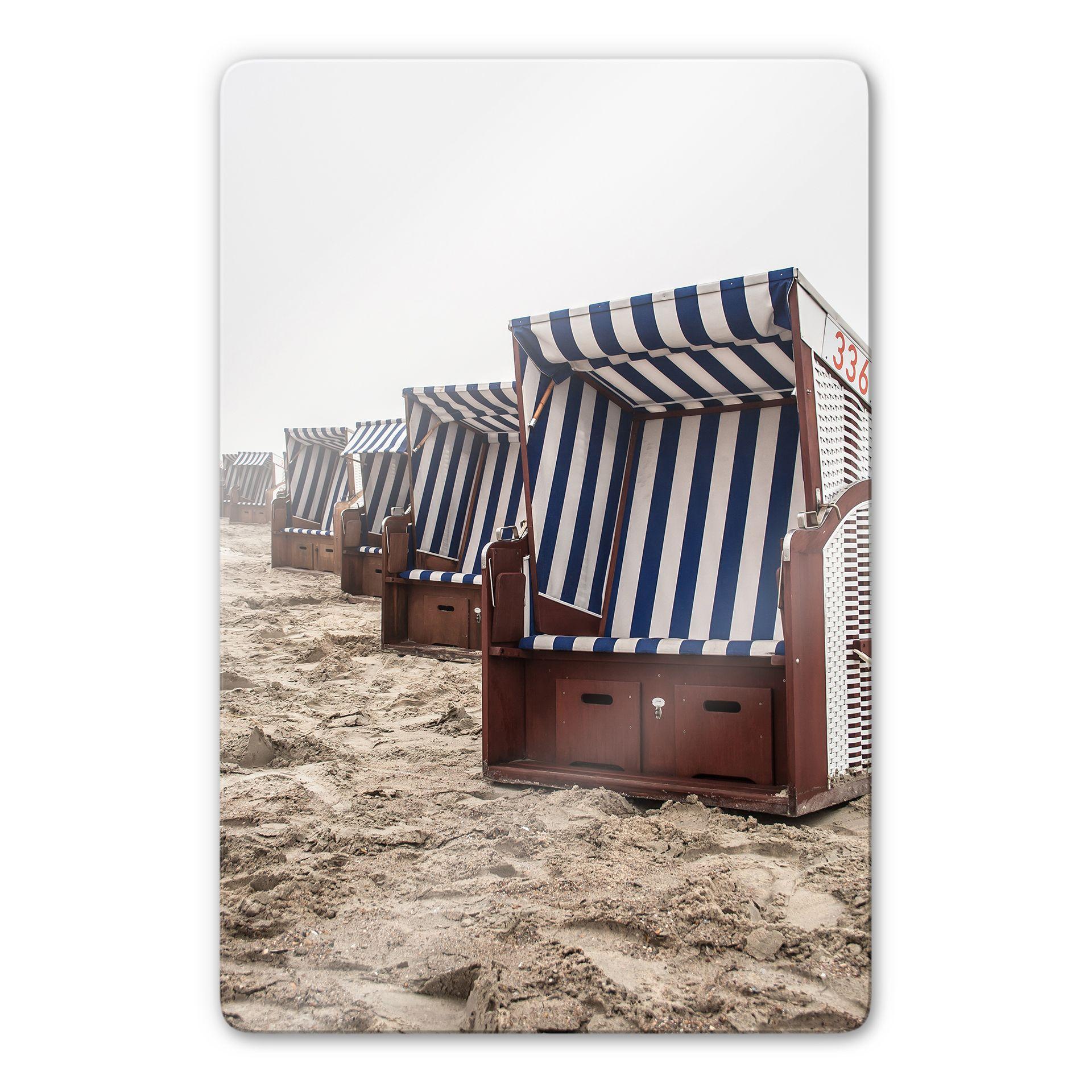 Tableau en verre - Corbeille de plage à Nordeney